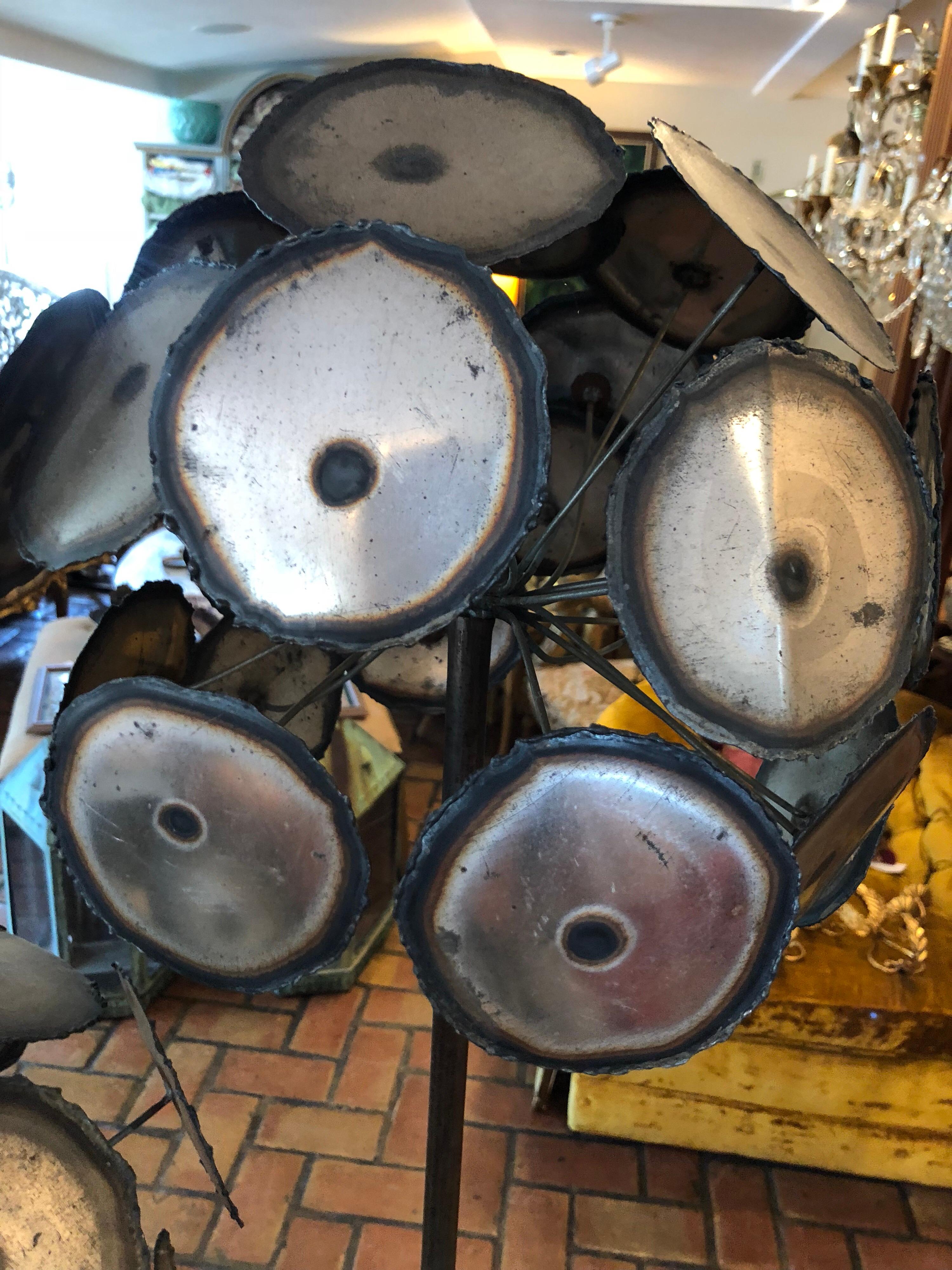 Curtis Jere 5 Ft Tall  Brutalist Sculptural Raindrops Tree In Excellent Condition In Redding, CT