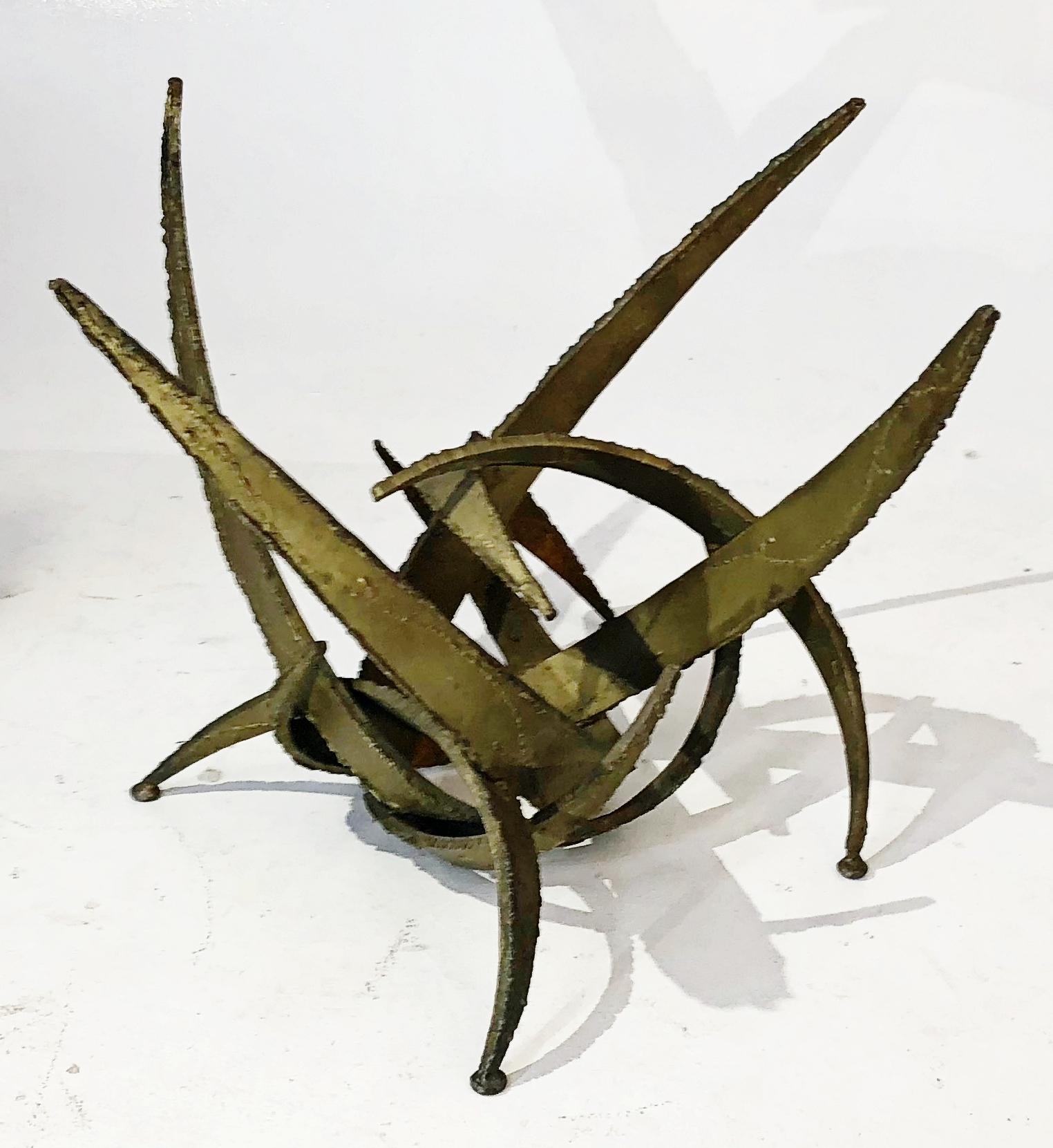 Cut Steel Silas Seandel Brutalist Torch Cut Sculpture Coffee Table Base, circa 1960s