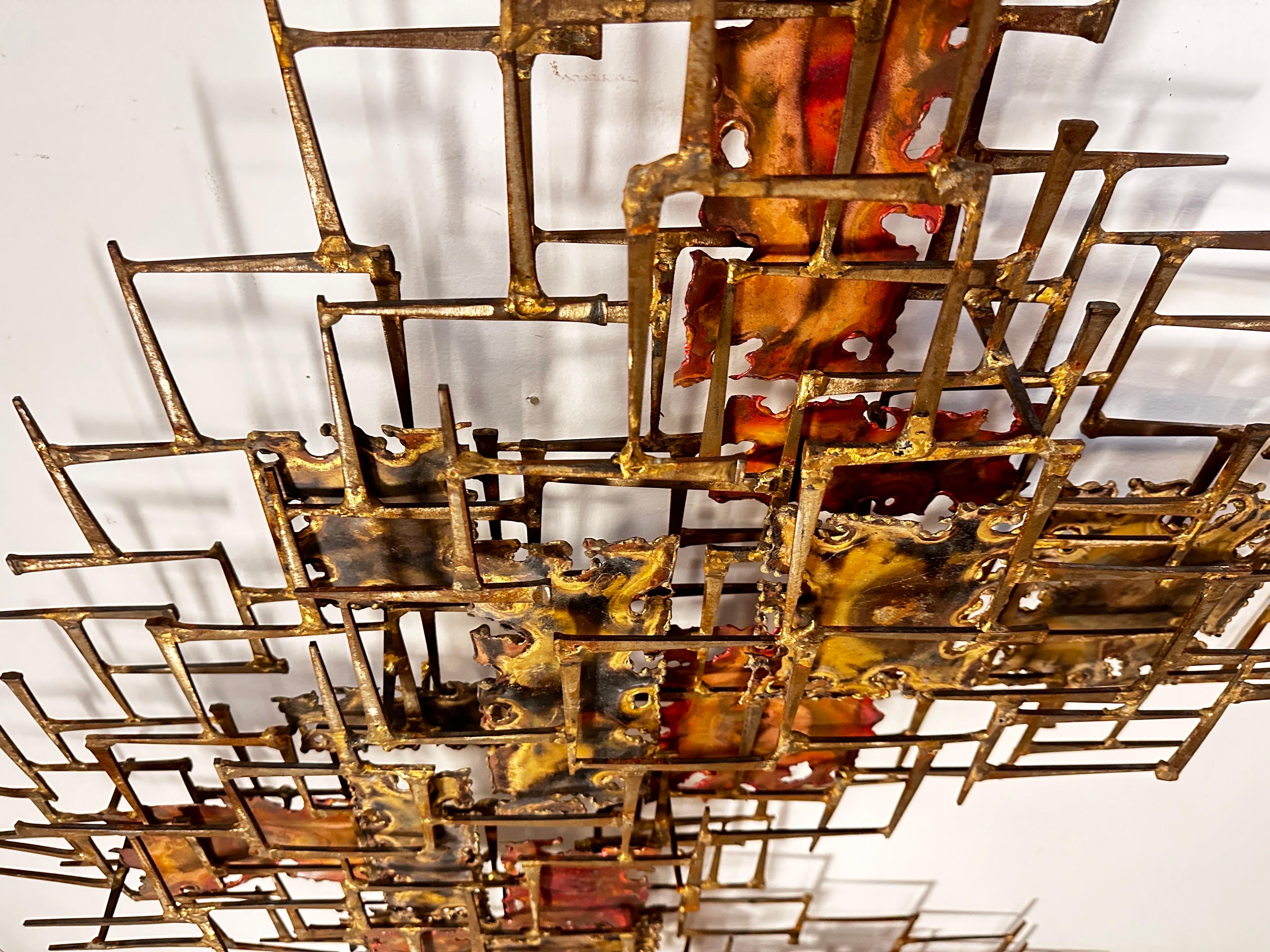 North American Silas Seandel Brutalist welded wall sculpture