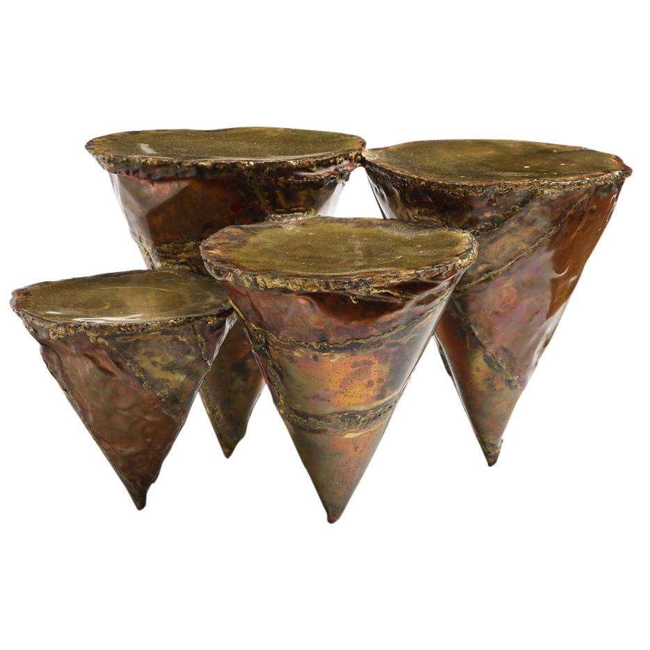 Silas Seandel Clustered Cocktail Table, Brass and Copper, Signed For Sale