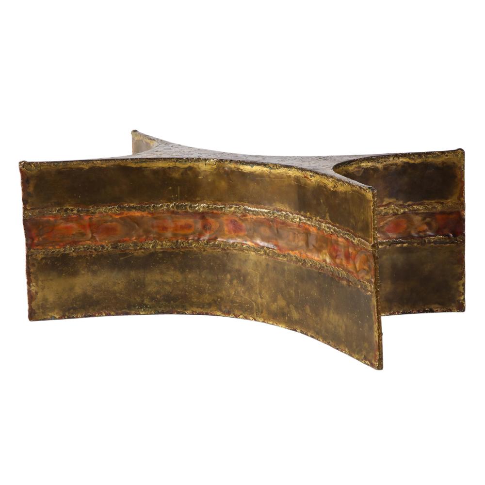 Silas Seandel Coffee Table, Bronze, Brass, Copper, Glass In Good Condition For Sale In New York, NY