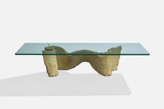 Silas Seandel, table basse, métal émaillé, verre, États-Unis, années 1970