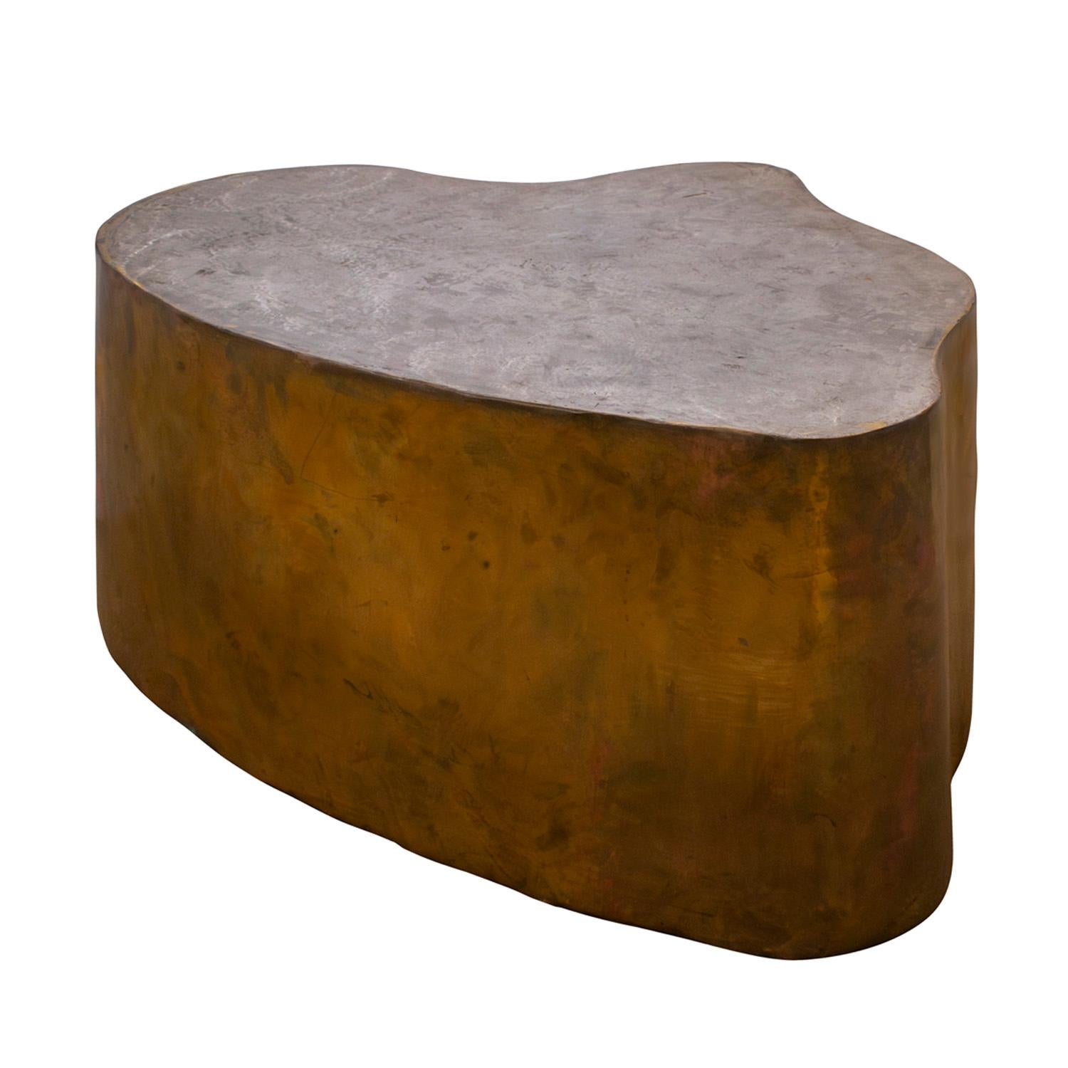 Brutalist Silas Seandel Free Form Coffee Table in Patinated Bronze & Pewter 1970s (Signed) For Sale