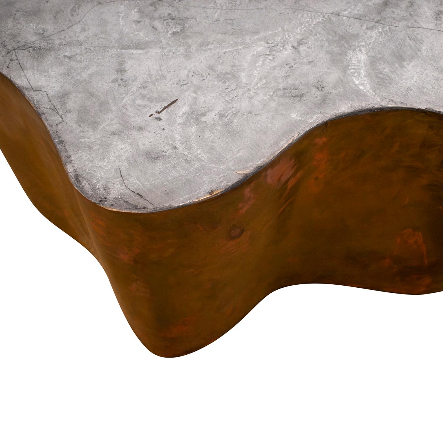 Late 20th Century Silas Seandel Free Form Coffee Table in Patinated Bronze & Pewter 1970s (Signed) For Sale