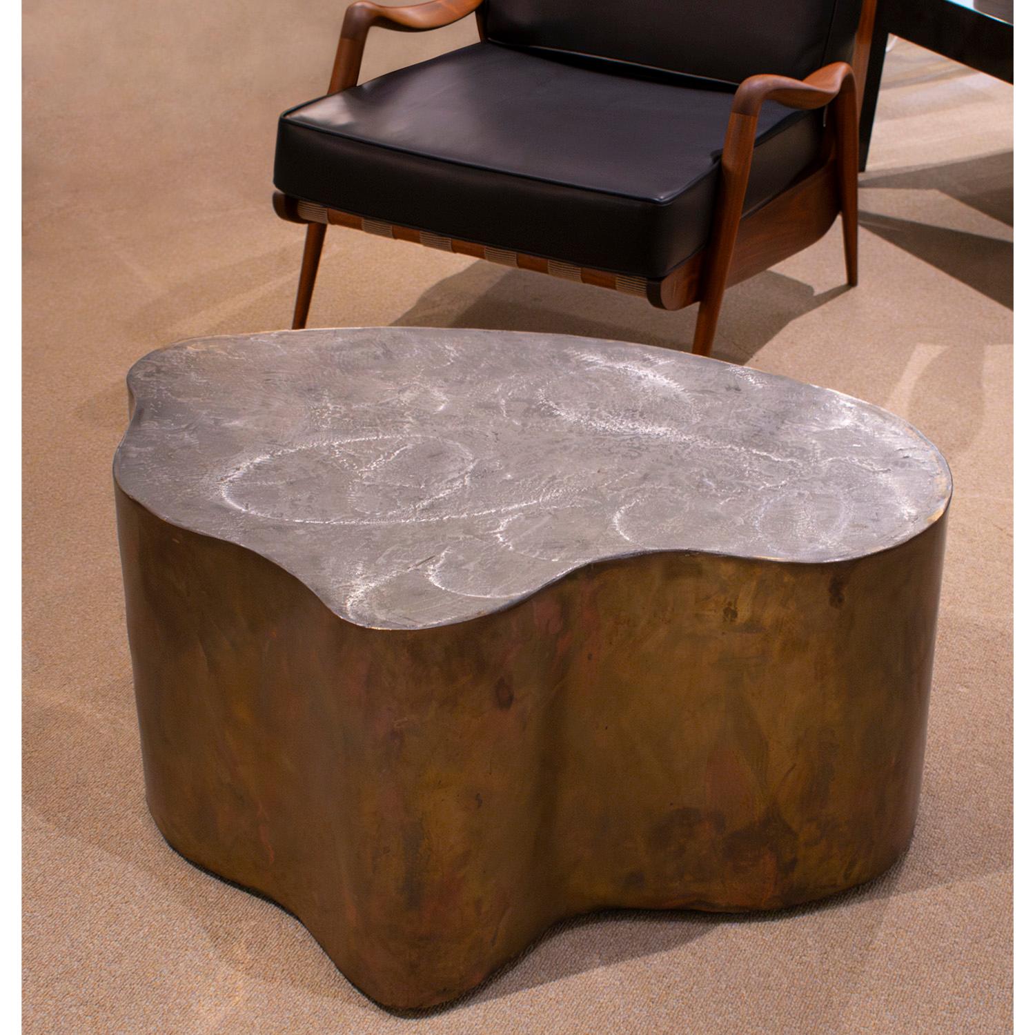 Silas Seandel Free Form Coffee Table in Patinated Bronze & Pewter 1970s (Signed) For Sale 2