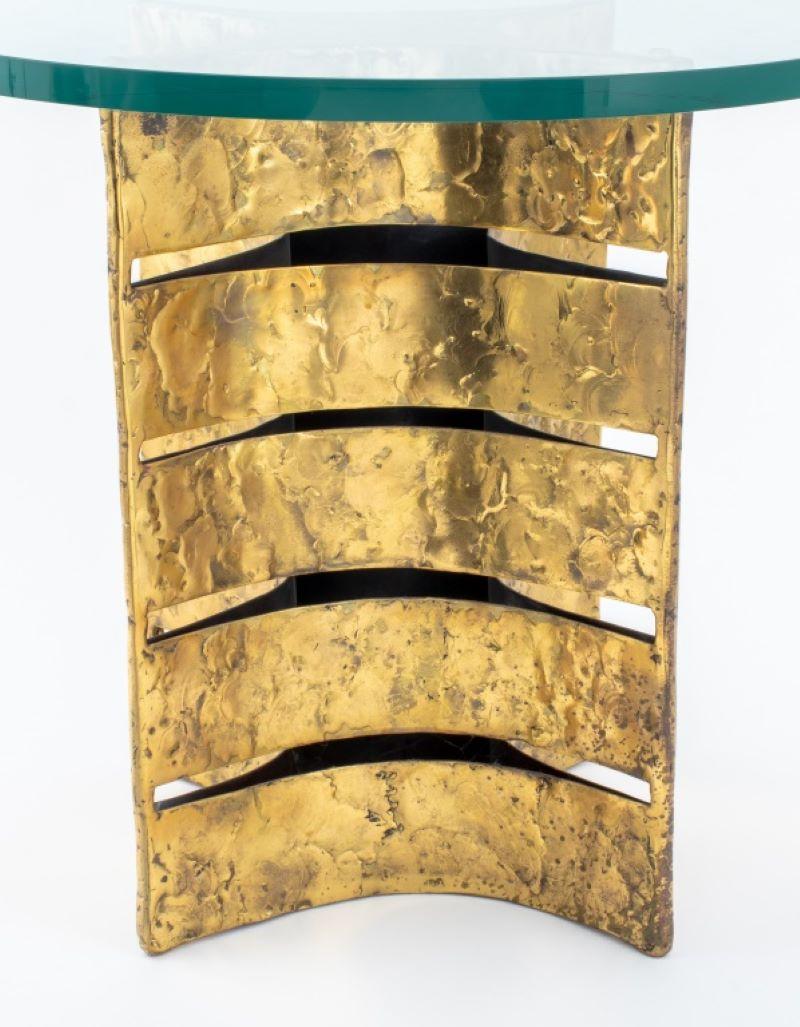 Silas Seandel Glass Top Gilt Bronze End Table In Good Condition In New York, NY
