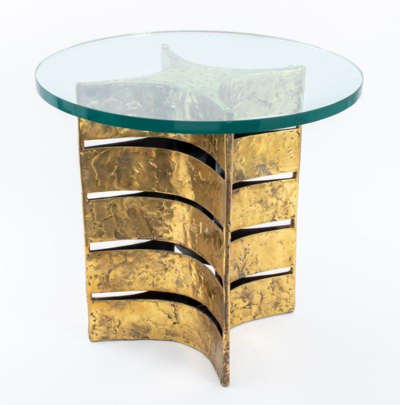 Contemporary Silas Seandel Glass Top Gilt Bronze End Table