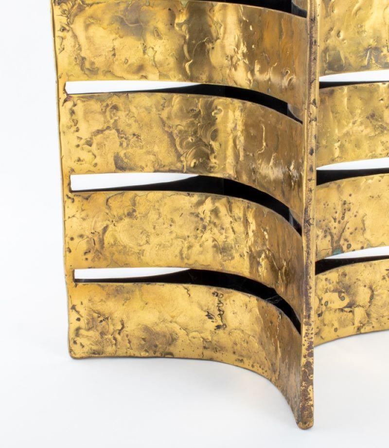 Brass Silas Seandel Glass Top Gilt Bronze End Table