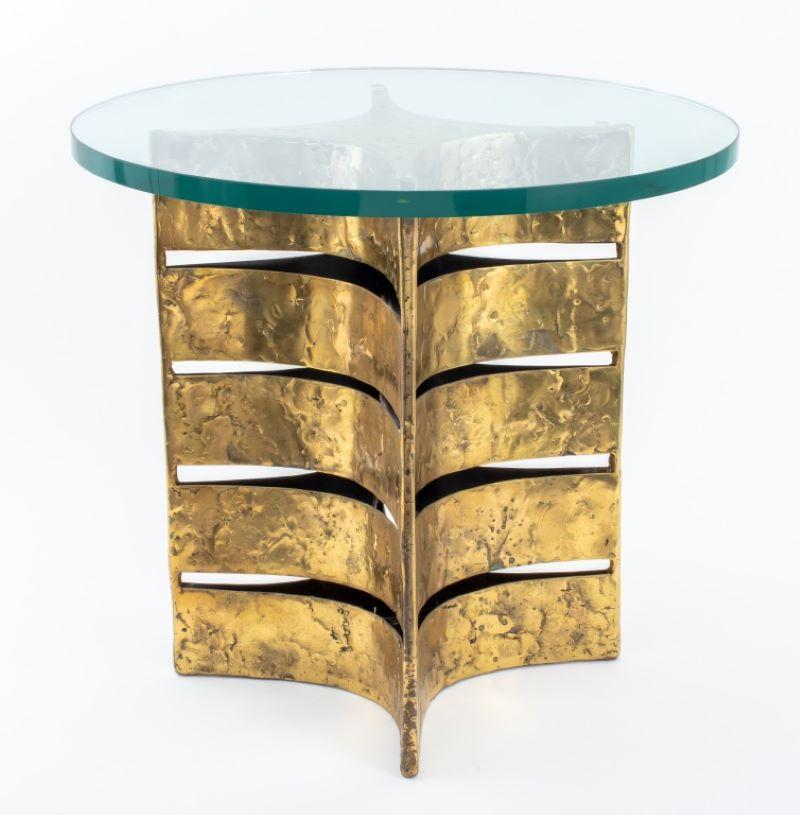 Silas Seandel Glass Top Gilt Bronze End Table 2