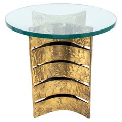 Table d'appoint Silas Seandel à plateau en verre et bronze doré