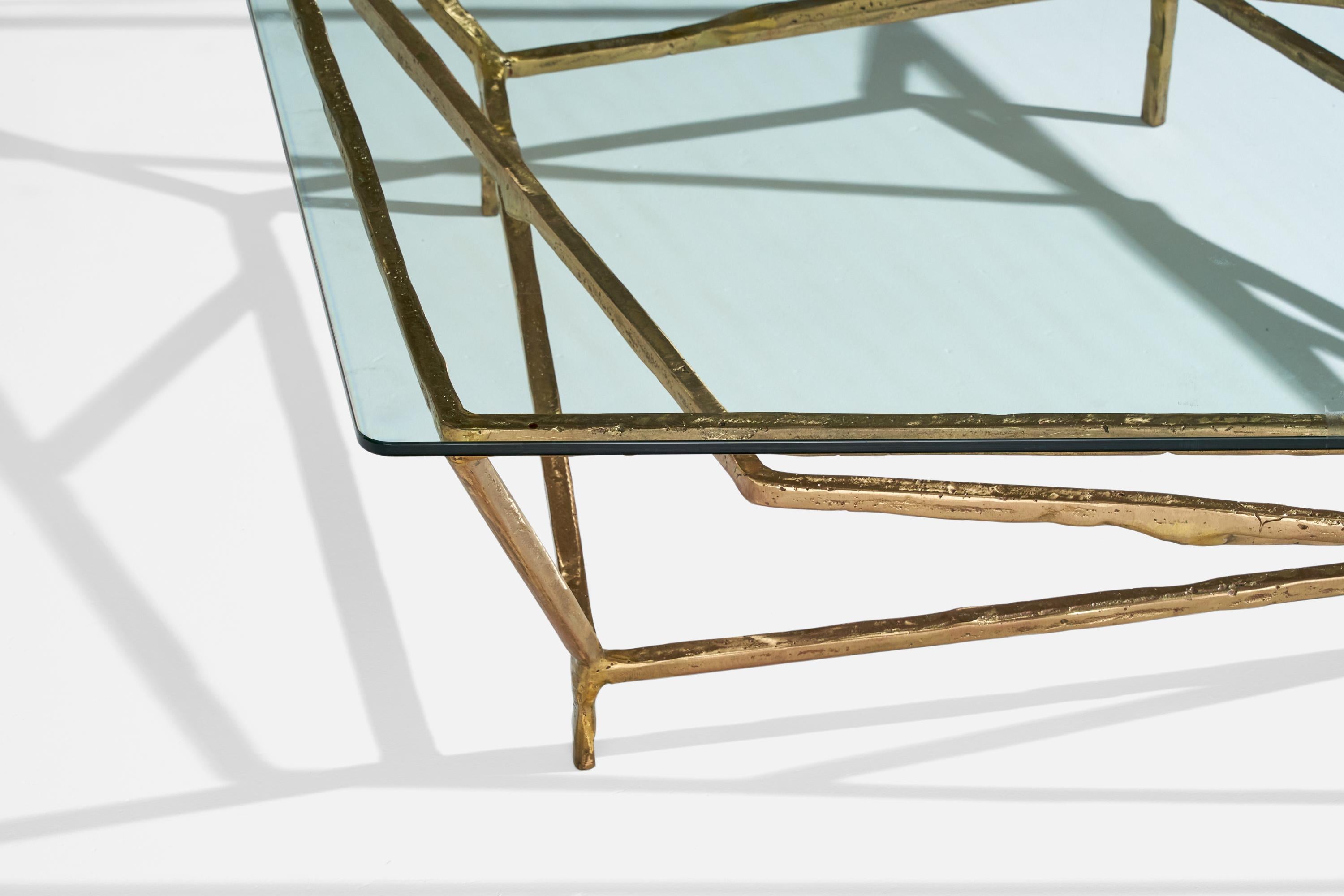 Silas Seandel, Großer Couchtisch, Bronze, Glas, USA, 1980er Jahre im Angebot 6