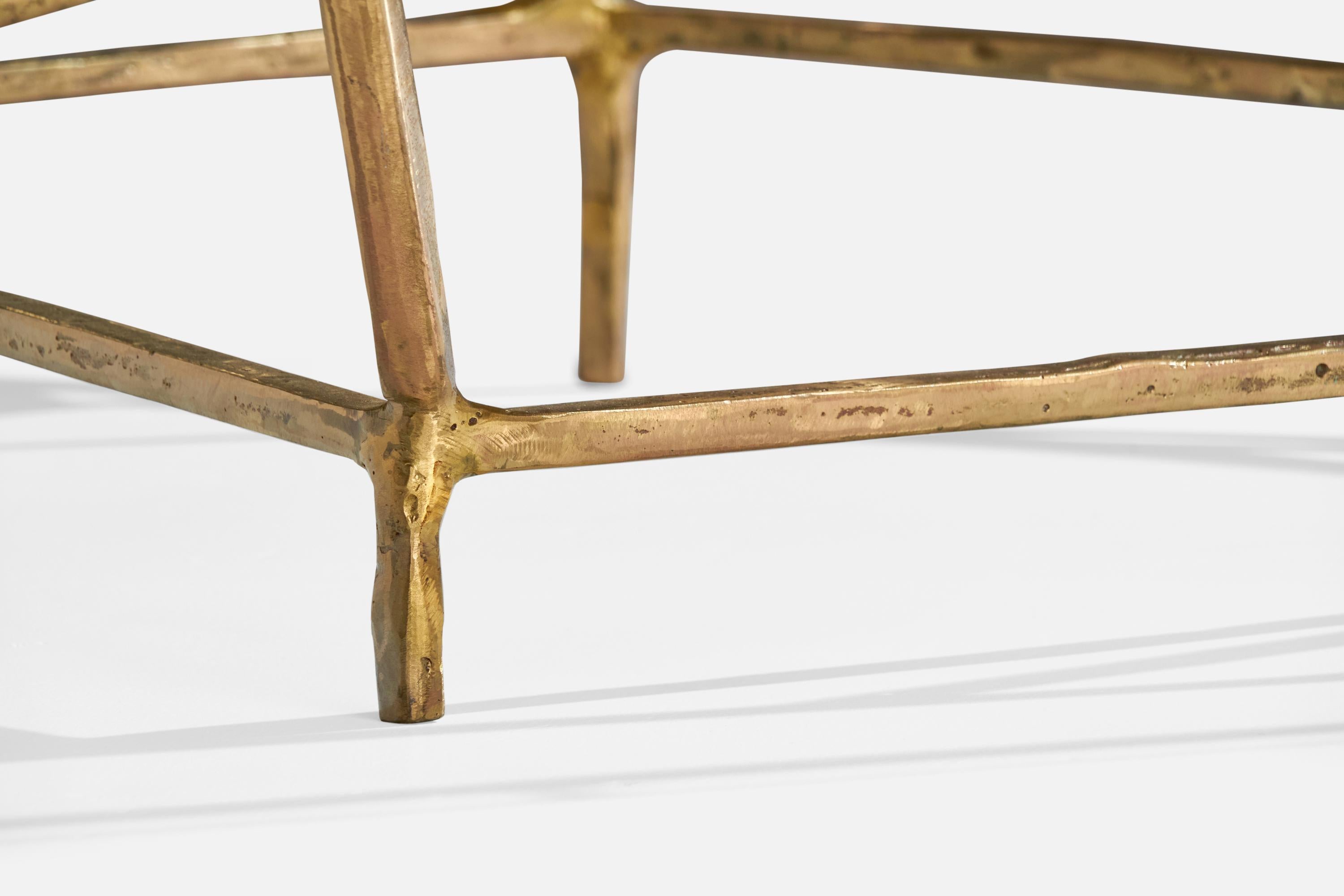 Silas Seandel, Großer Couchtisch, Bronze, Glas, USA, 1980er Jahre (amerikanisch) im Angebot