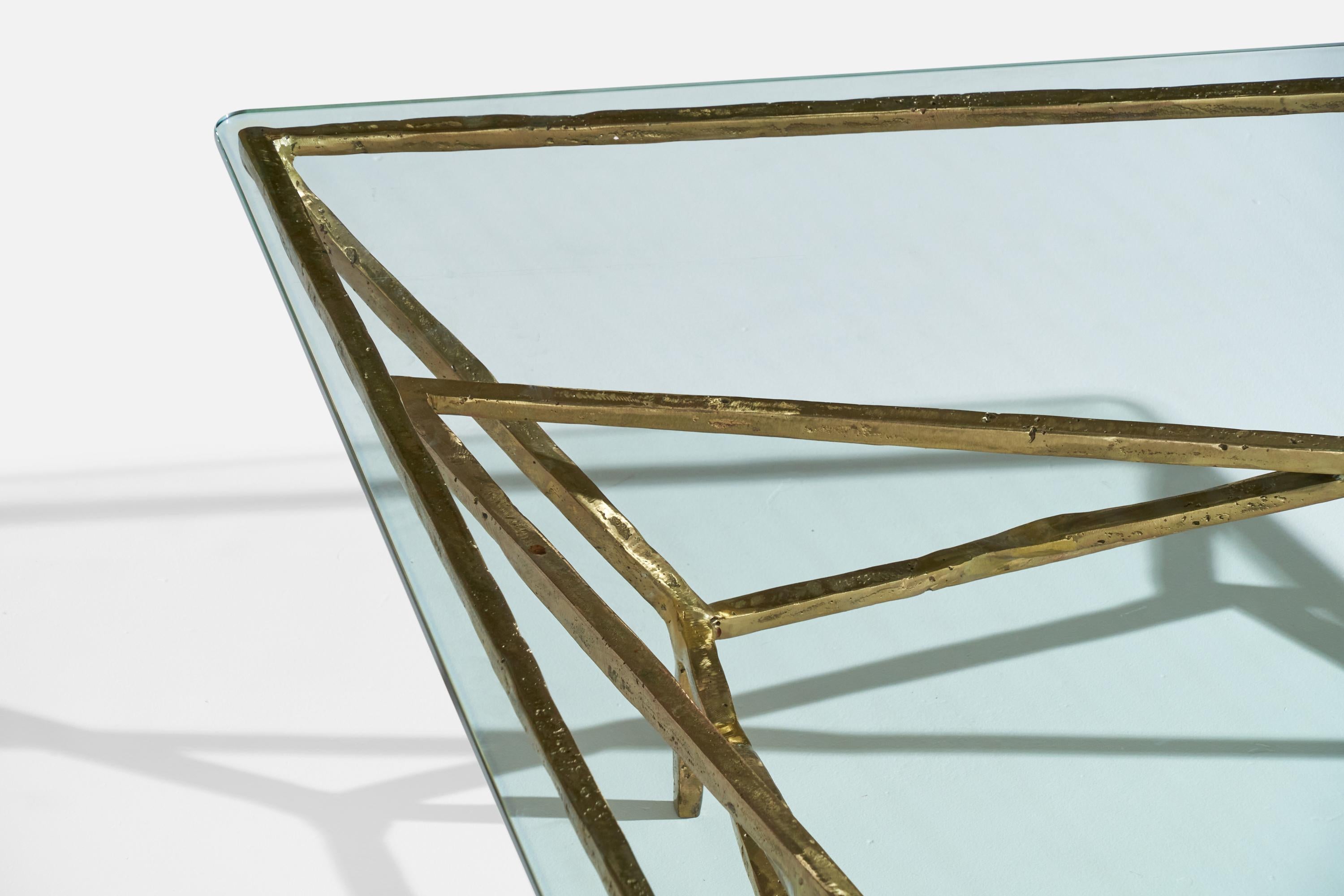 Silas Seandel, Großer Couchtisch, Bronze, Glas, USA, 1980er Jahre im Angebot 4