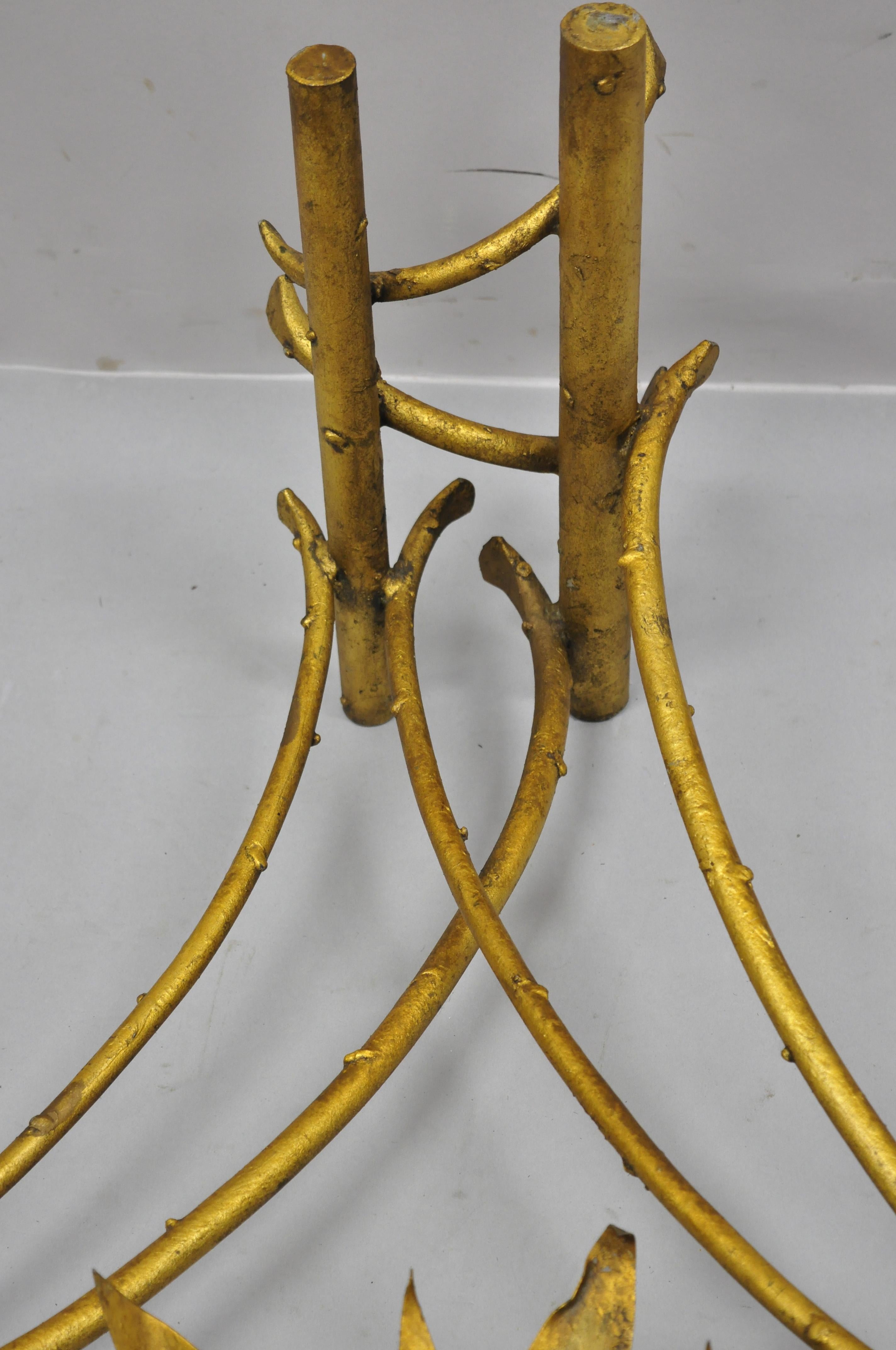 Silas Seandel Lotus Flower Gold Gilt Iron Faux Bois Brutalist Coffee Table Base In Good Condition For Sale In Philadelphia, PA