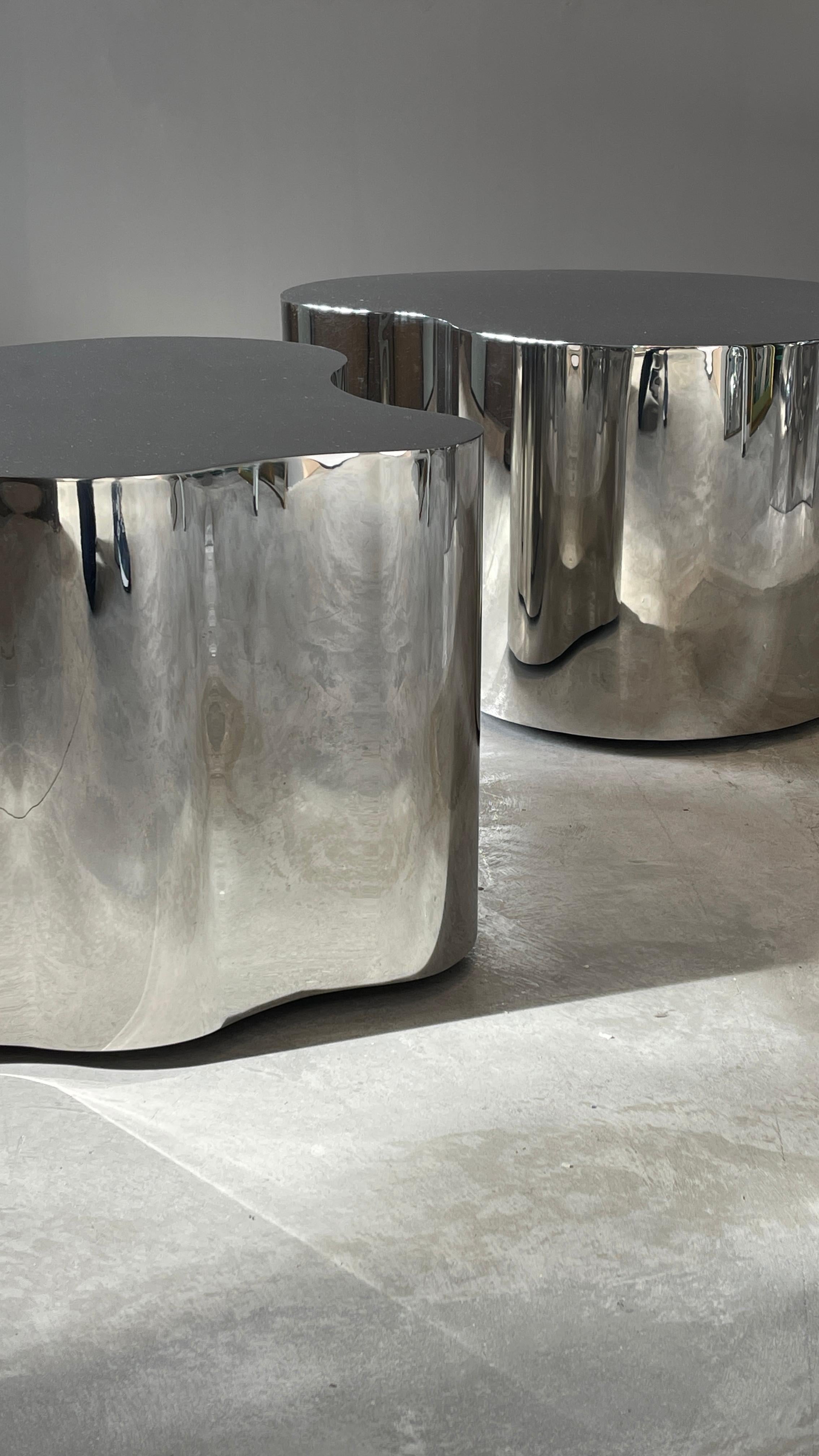 American Silas Seandel, Organic Coffee Tables, Polished Steel, Studio, America, 2000s