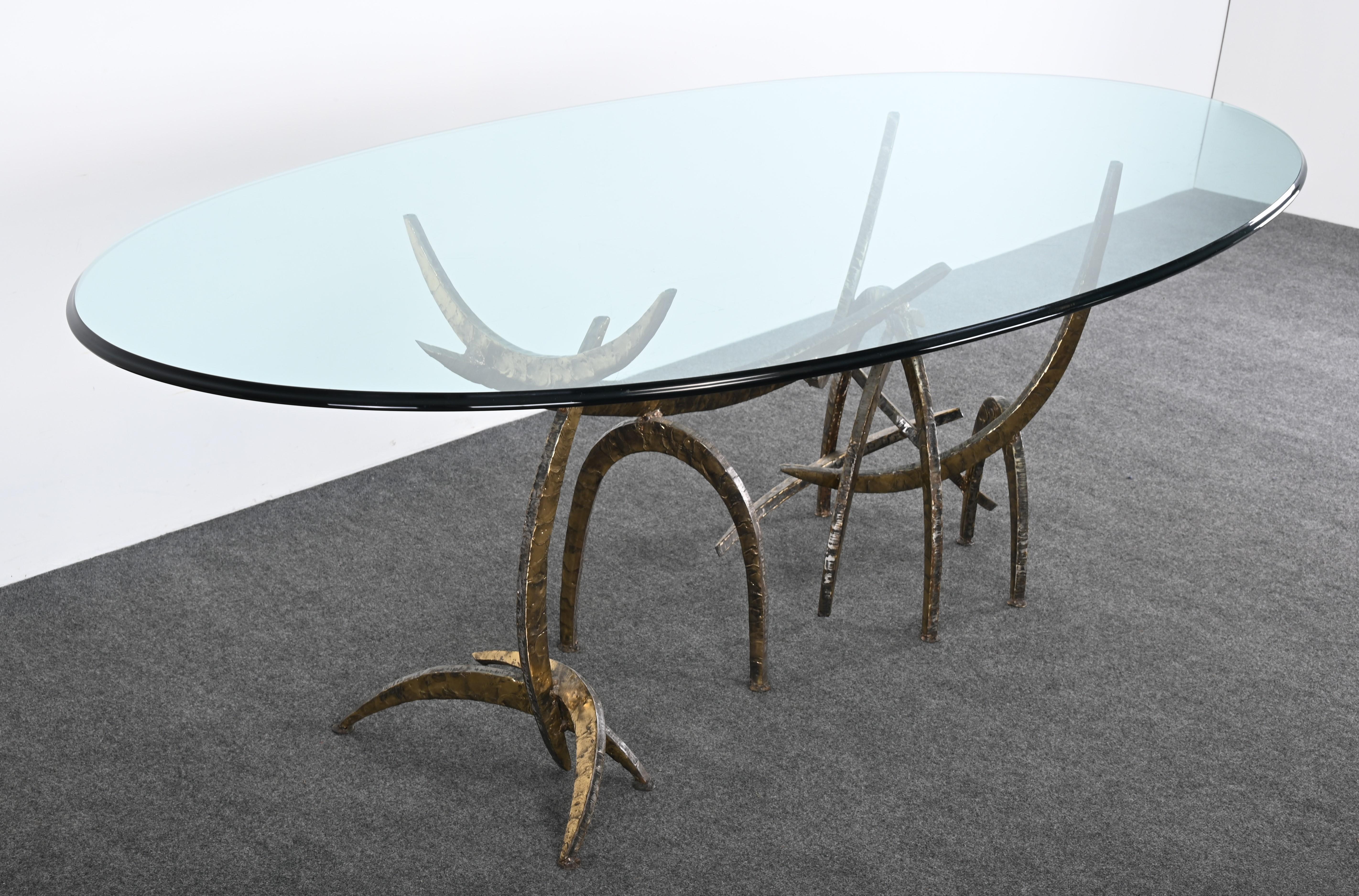Table de salle à manger Ortago en bronze naturel et finition laiton, Silas Seandel, 1979 en vente 3