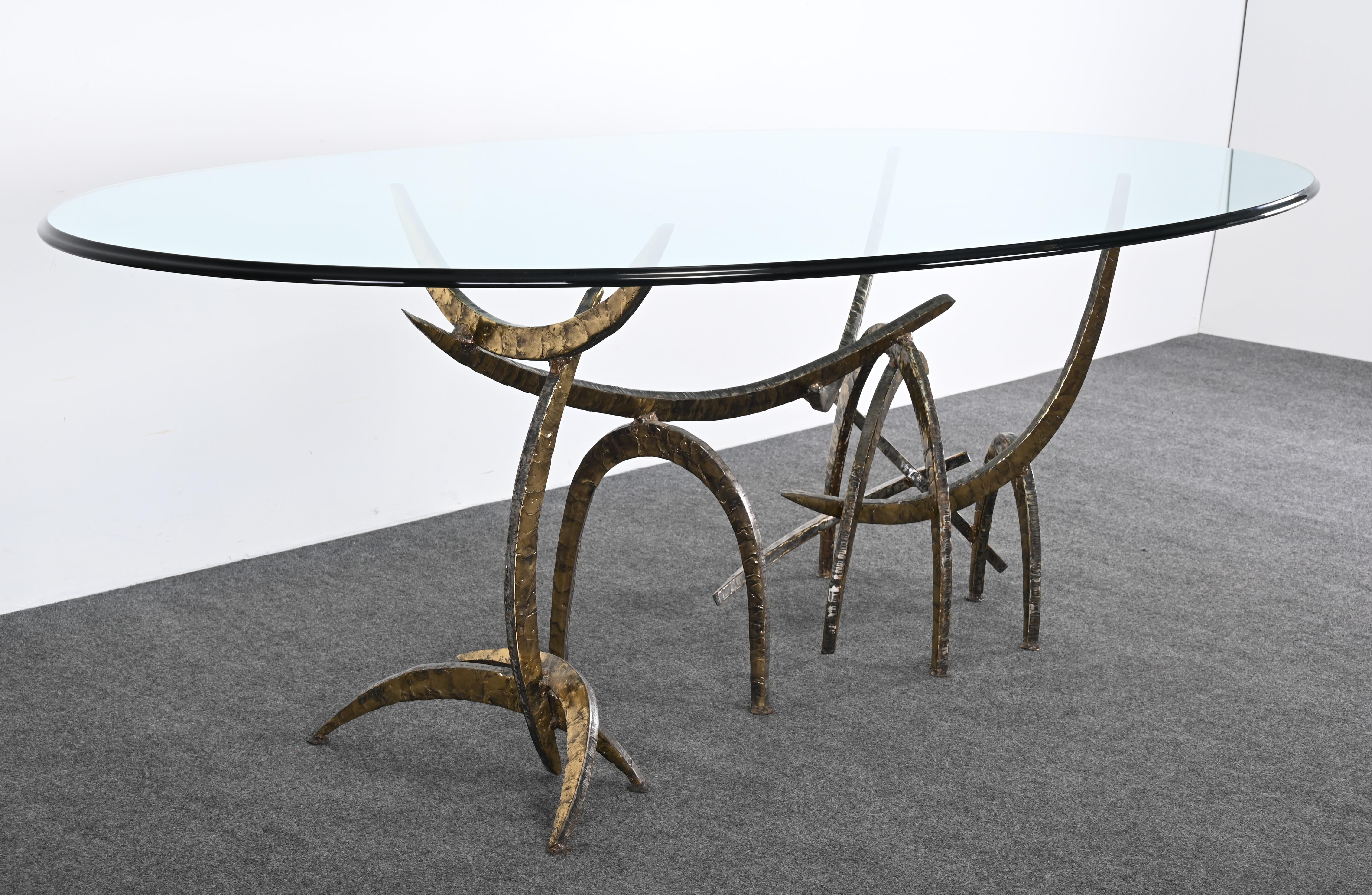 Table de salle à manger Ortago en bronze naturel et finition laiton, Silas Seandel, 1979 en vente 2