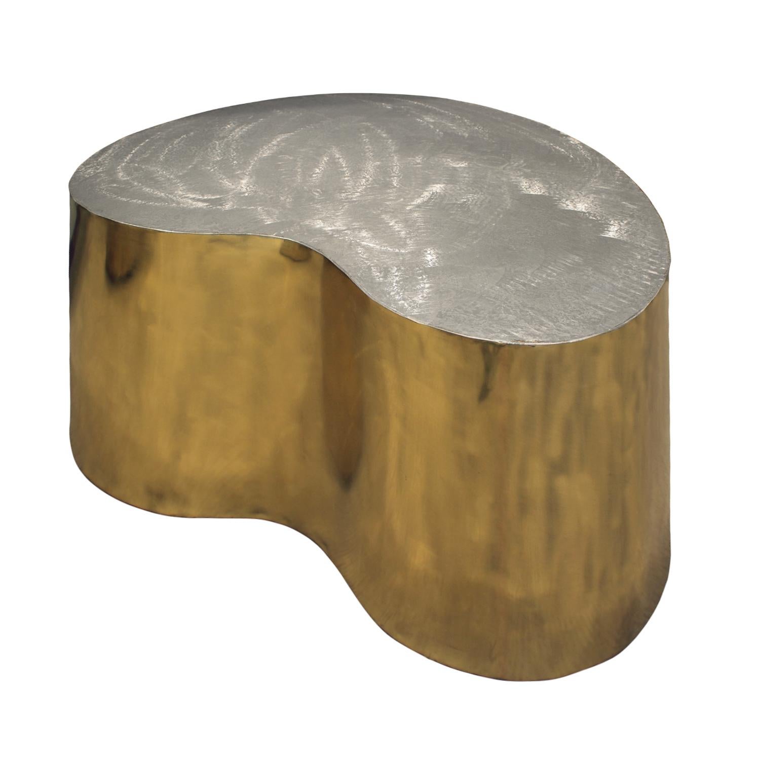 Mid-Century Modern Silas Seandel Pair of Coffee Tables in Brass and Brushed Steel, 1980s 'Signed'