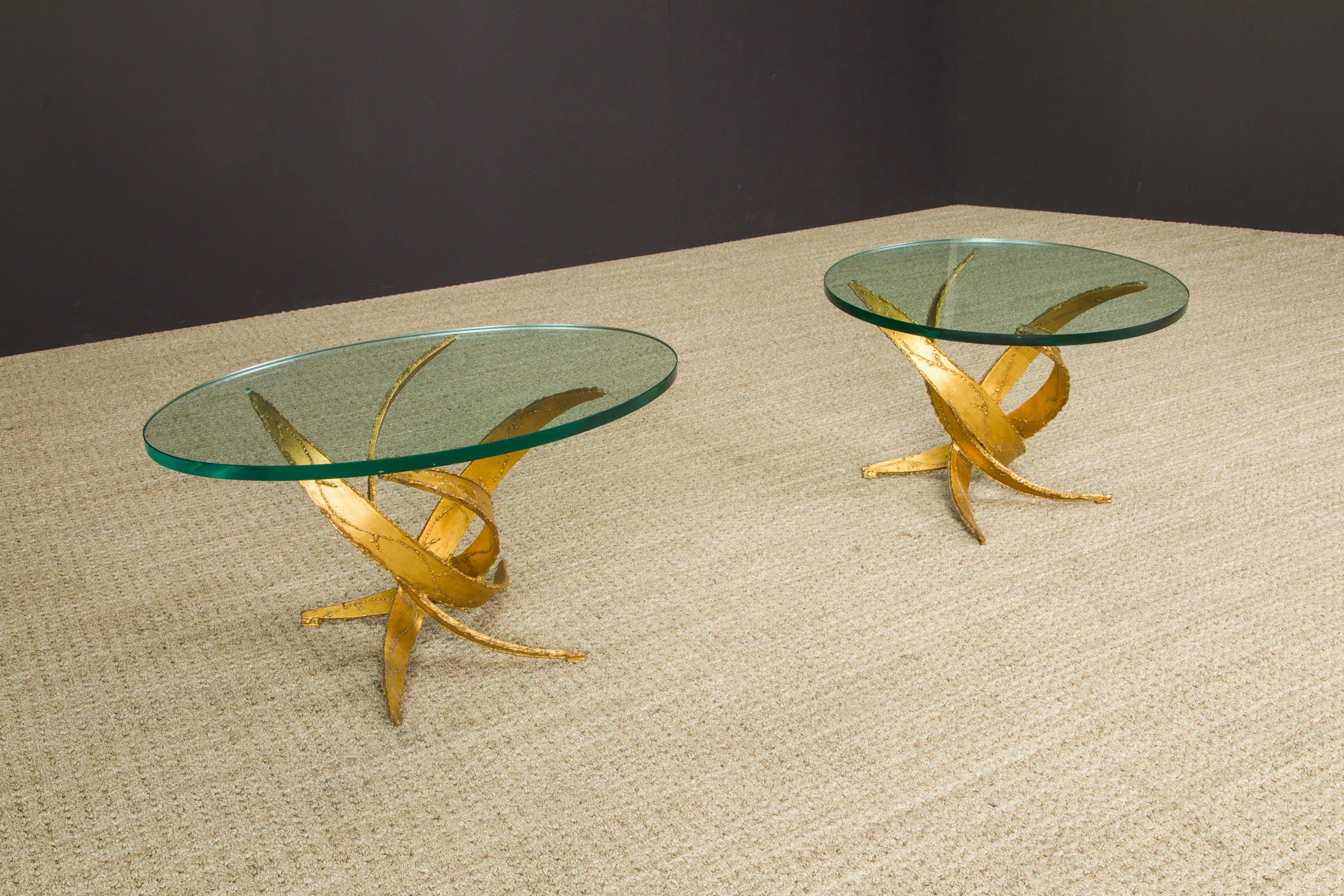 Late 20th Century Silas Seandel Pair of Torch Cut Sculptural Brutalist Side Tables, circa 1970