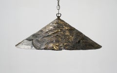 Silas Seandel Pendant Light, Patinated Brass and Aluminum, Etched Signature