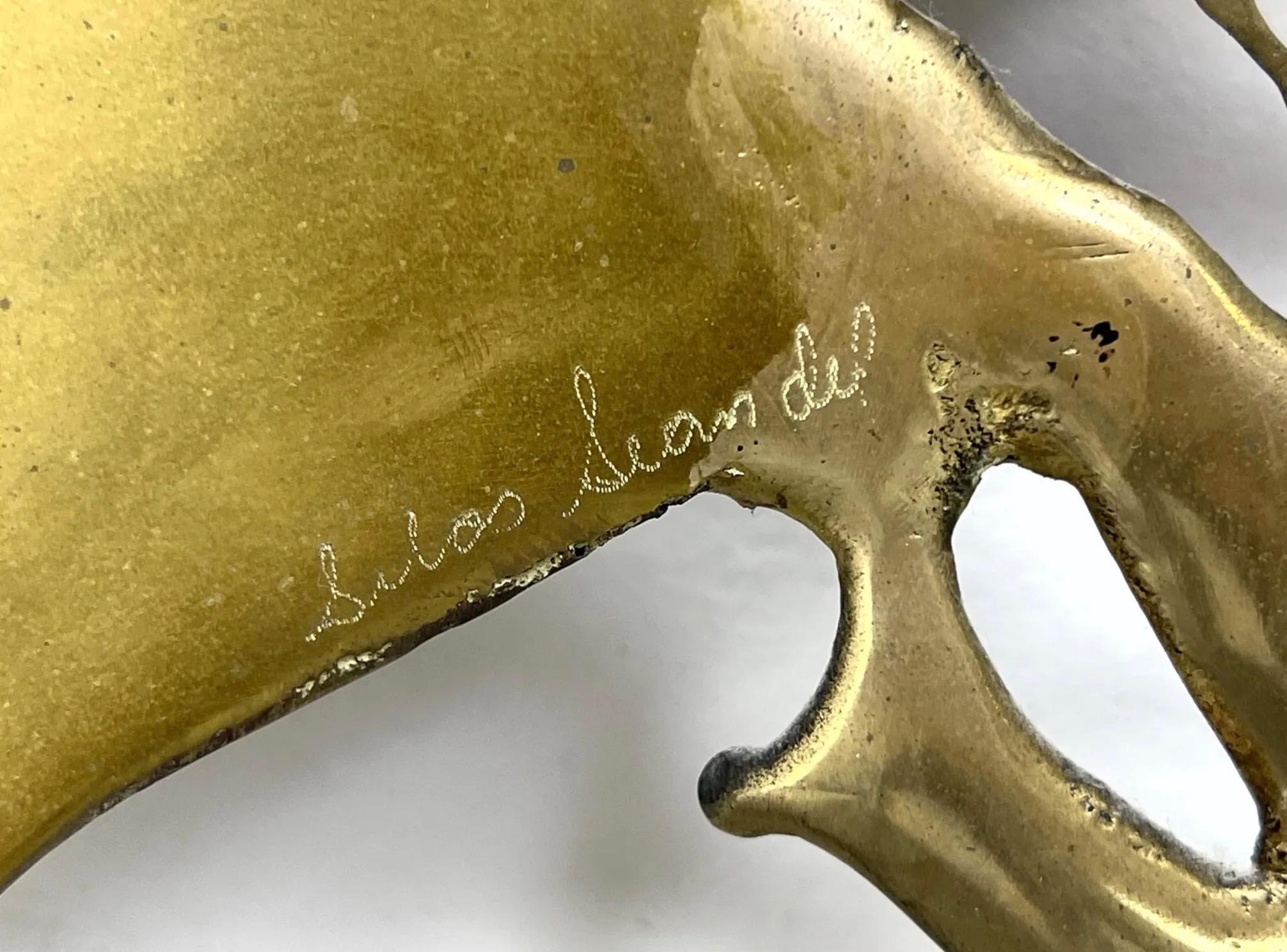 Brutalist Silas Seandel 'Ribbon' Brass Wall Mounted Abstract Sculpture, c 1970, Signed For Sale
