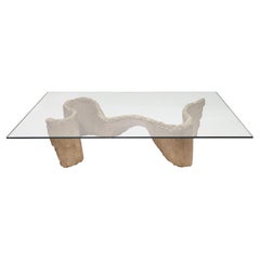 Silas Seandel Sculptural Coffee Table with Glass Top 1970s 'Signed'