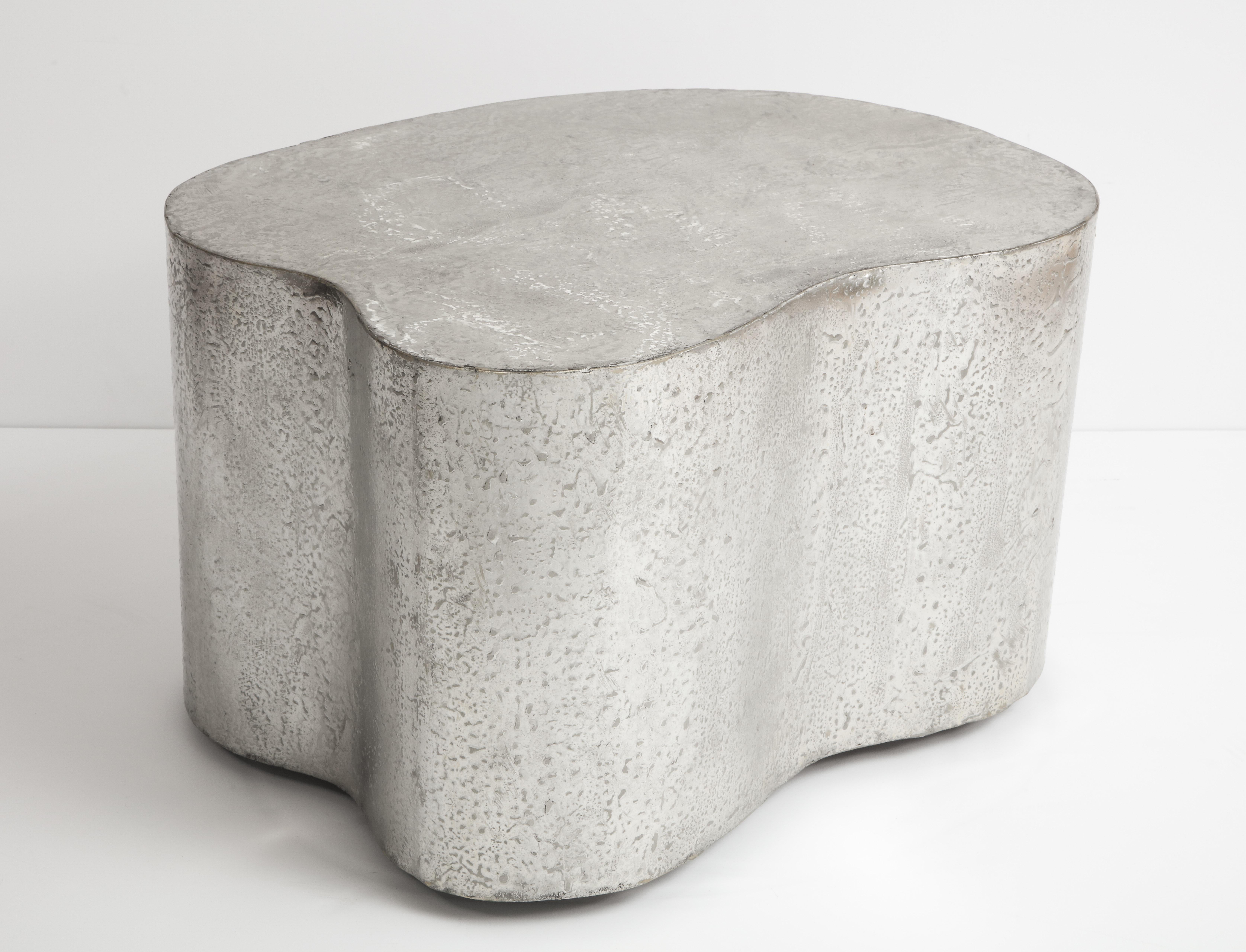 American Silas Seandel Side Table, Organic Freeform, Pewter, Signed