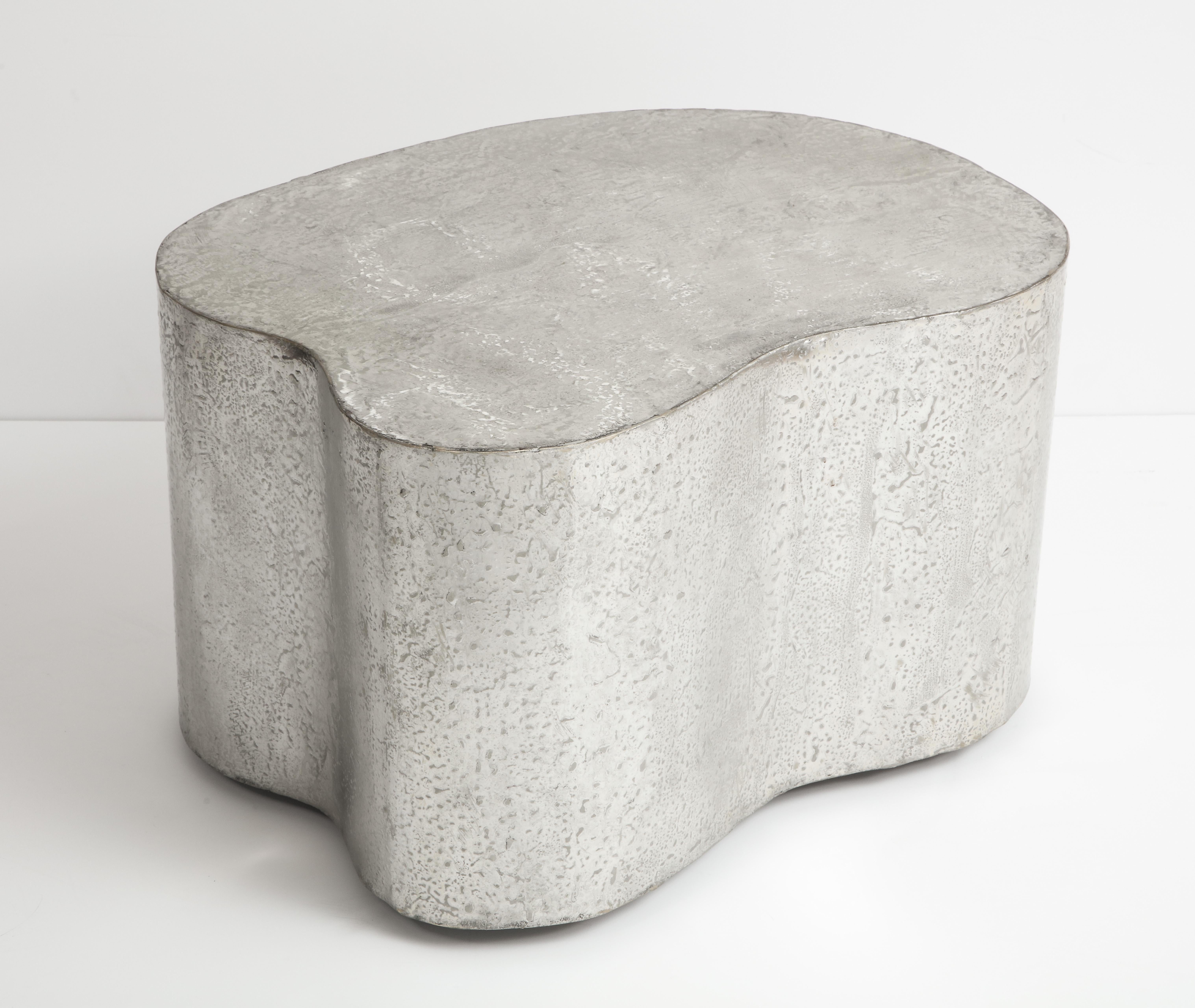 Hand-Crafted Silas Seandel Side Table, Organic Freeform, Pewter, Signed