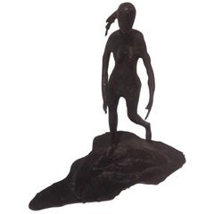 Silas Seandel Signed 1970s Bronze Sculpture of Nude