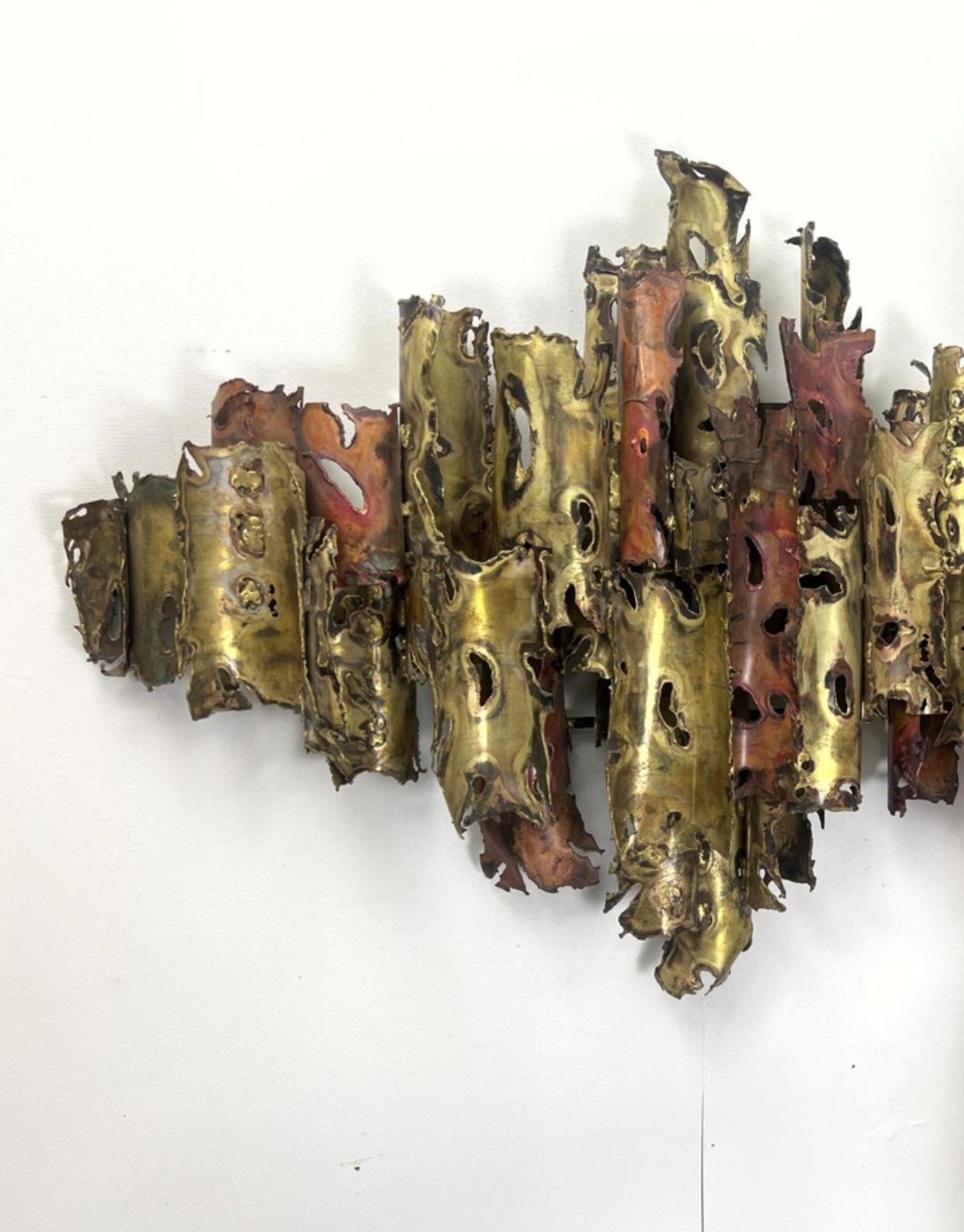 Late 20th Century Silas Seandel Signed 1974 Mixed Metal Welded Wall Sculpture. For Sale
