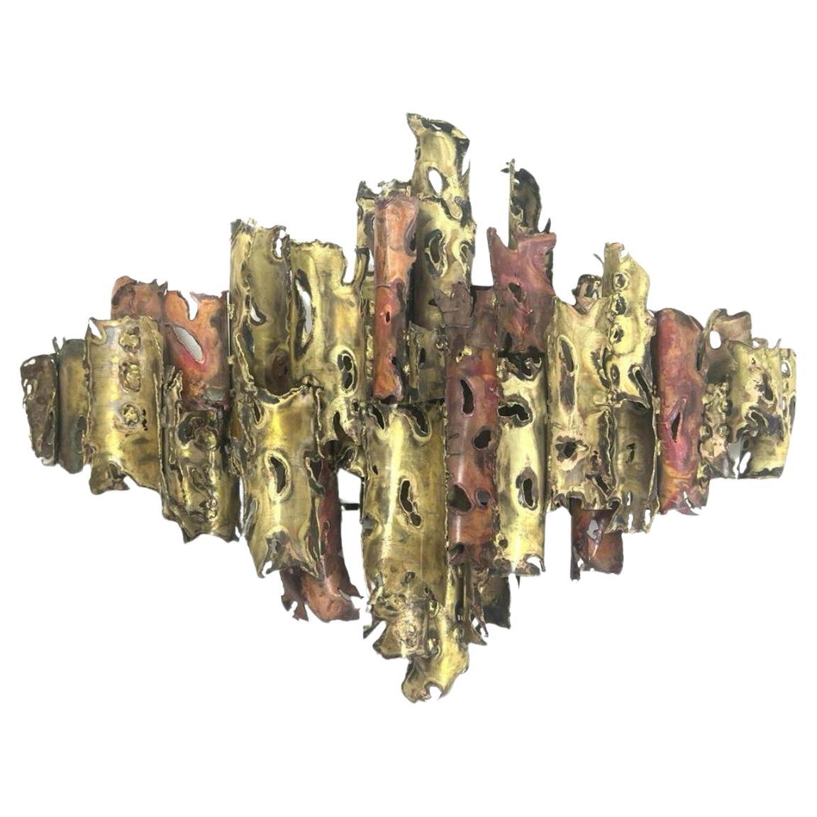 Silas Seandel Signed 1974 Mixed Metal Welded Wall Sculpture.