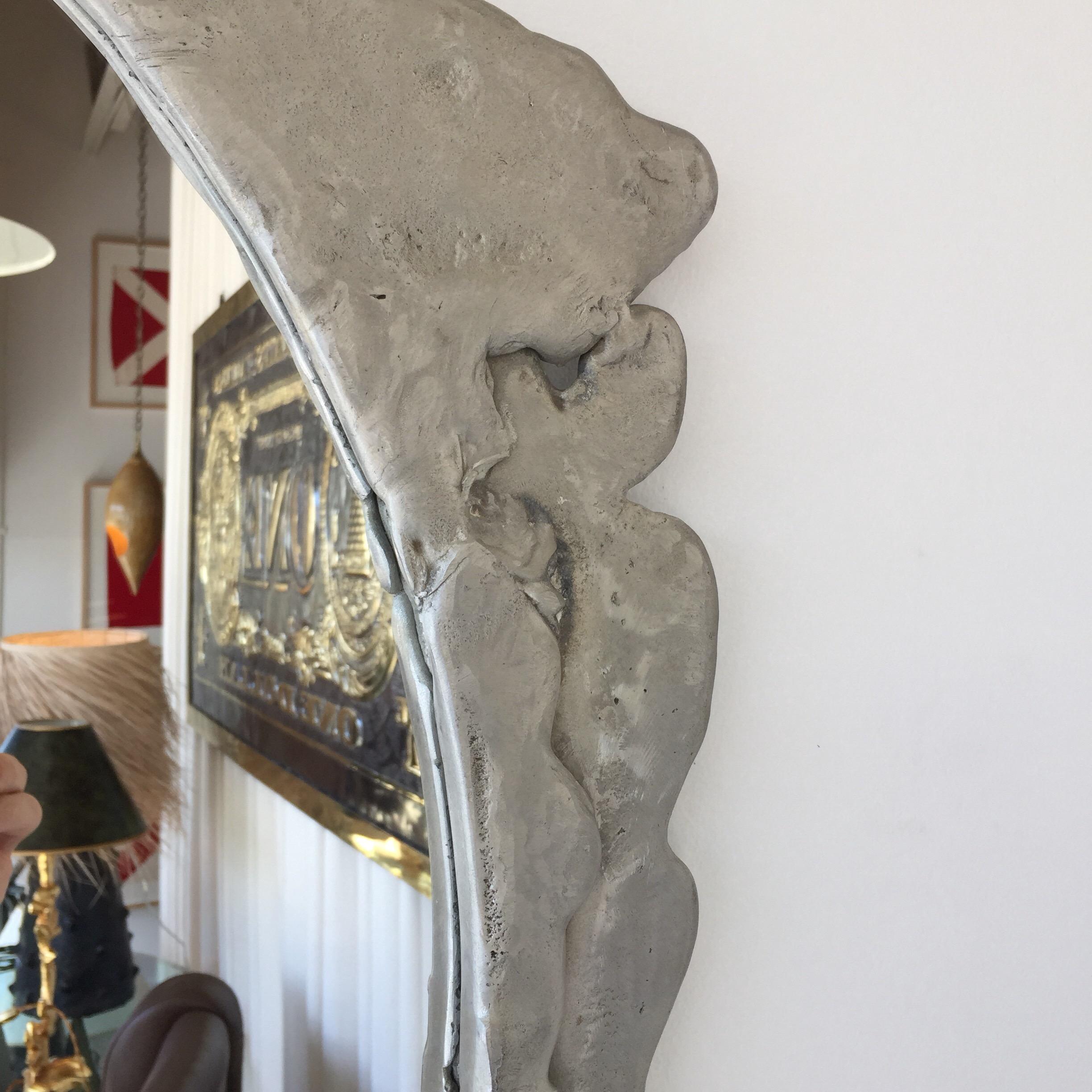 Silas Seandel Signed Oversized Brutalist Mirror In Good Condition In East Hampton, NY