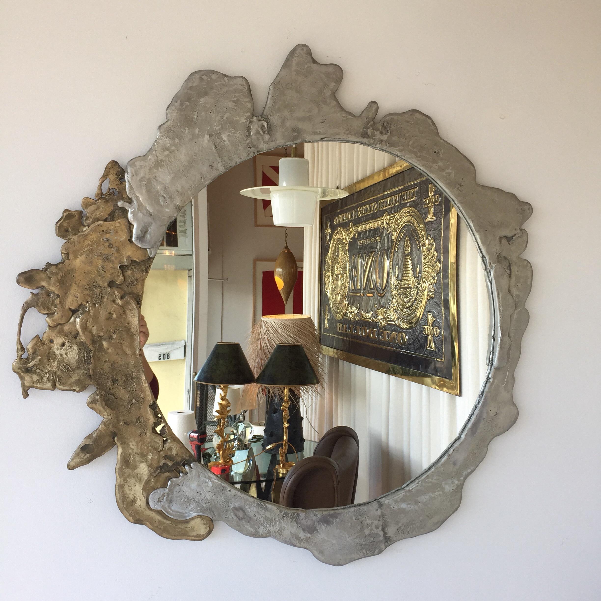 Late 20th Century Silas Seandel Signed Oversized Brutalist Mirror