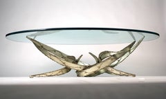Silas Seandel Silver Leafed Brutalist Torch Cut Coffee Table