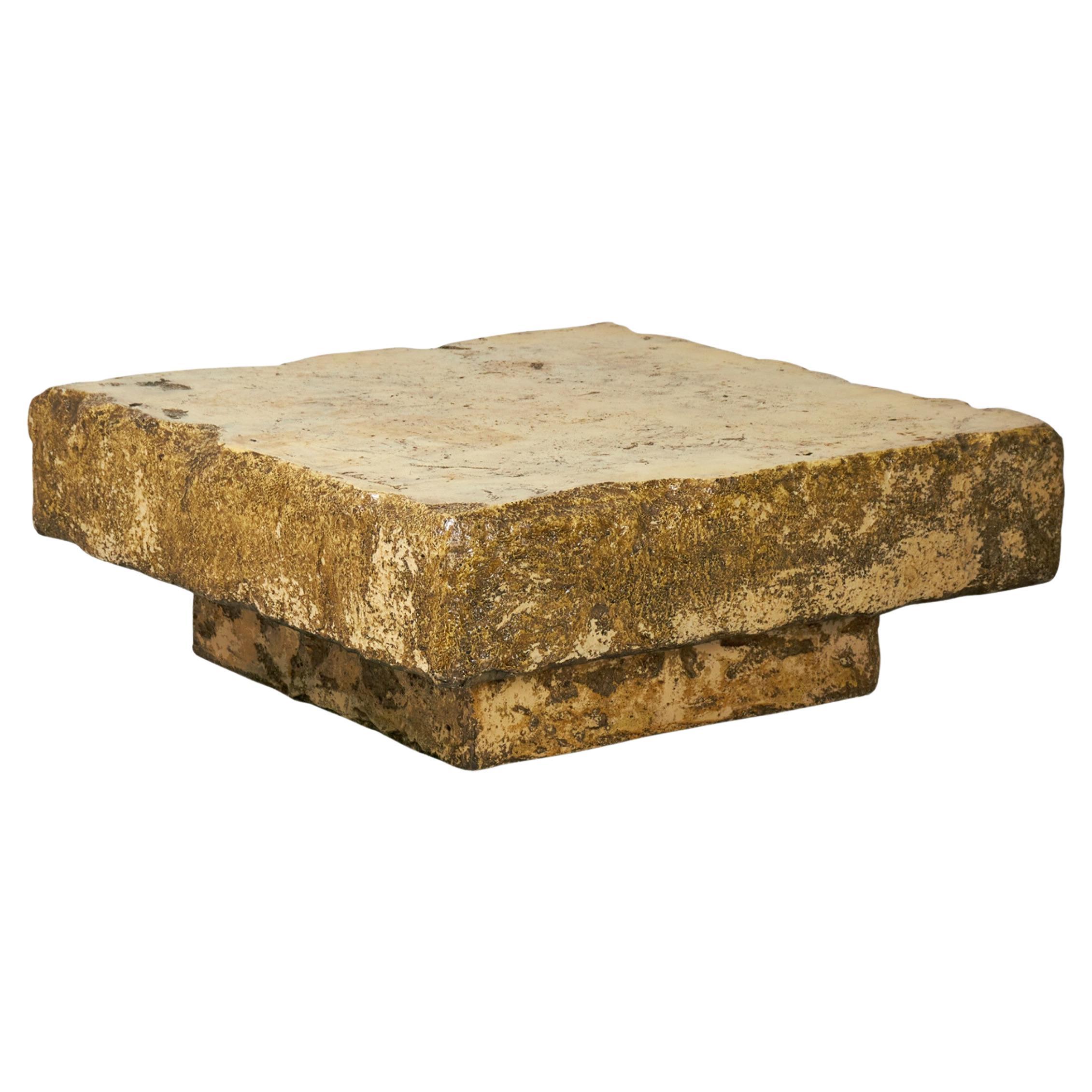 Silas Seandel Square Faux Chiseled Stone Cocktail / Coffee Table