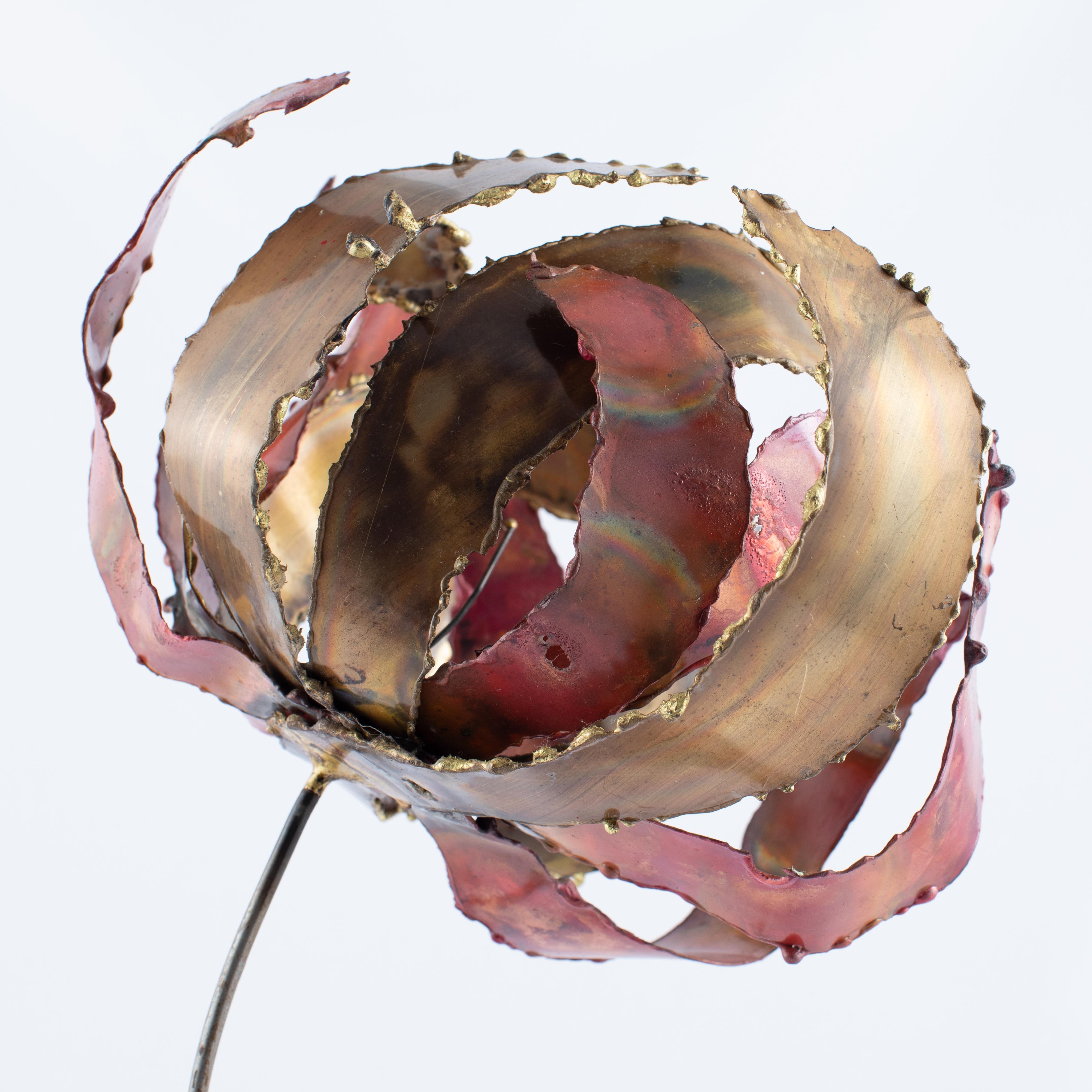 Late 20th Century Silas Seandel Steel, Copper and Brass Flower Sculpture, circa 1970s For Sale