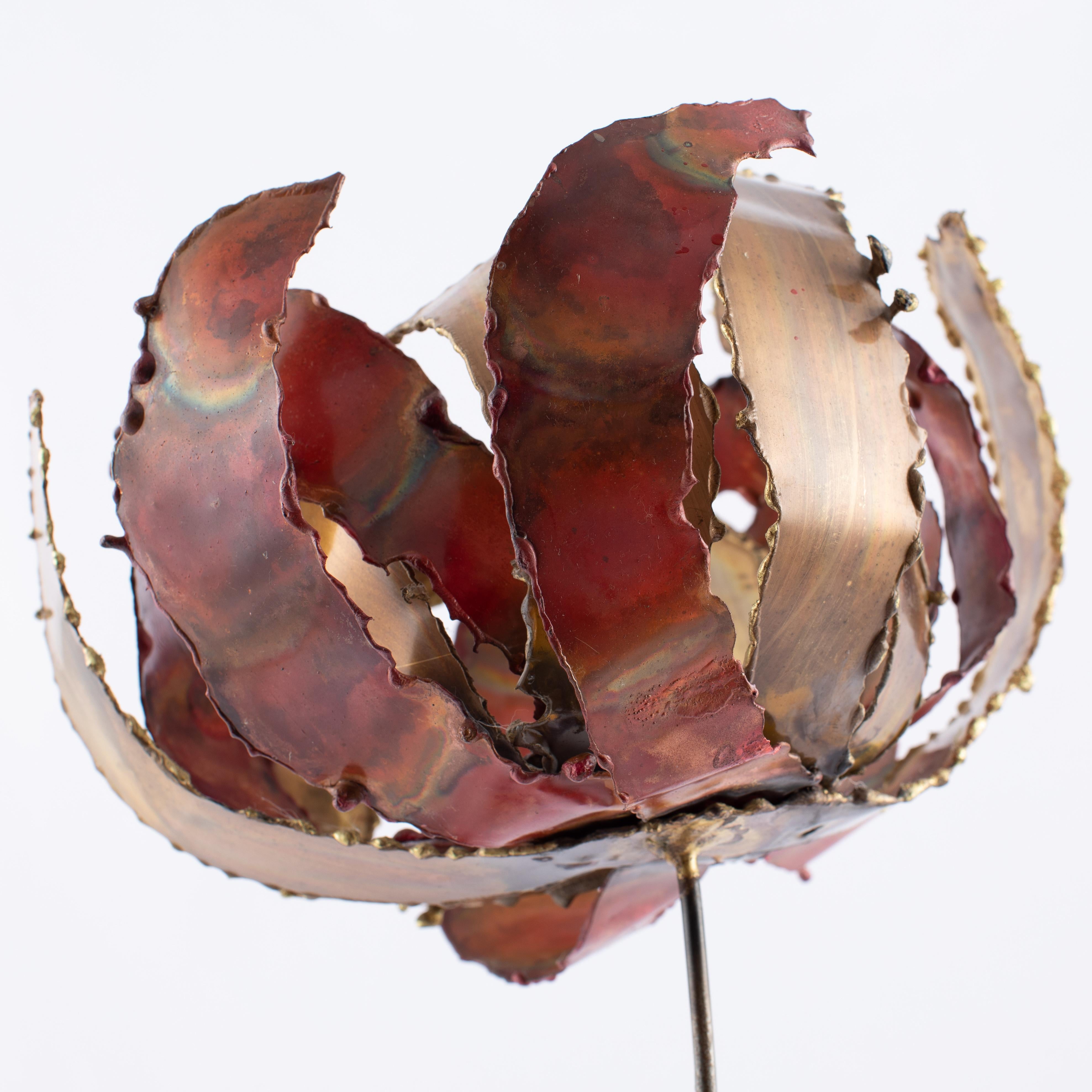 Silas Seandel Steel, Copper and Brass Flower Sculpture, circa 1970s For Sale 1