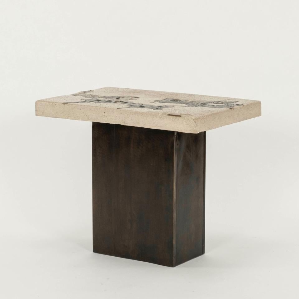 Organic Modern Silas Seandel Stone Bronze Occasional Table For Sale