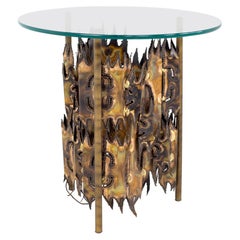 Silas Seandel Style Brutalist Mid Century Torch Cut Side End Table Lamp