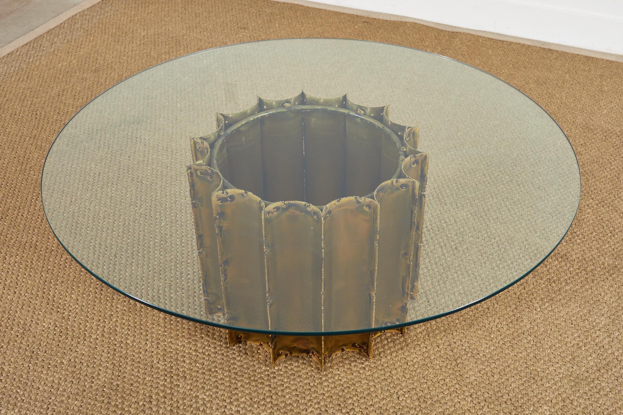Metal Silas Seandel Style Brutalist Torch Cut Cocktail Table