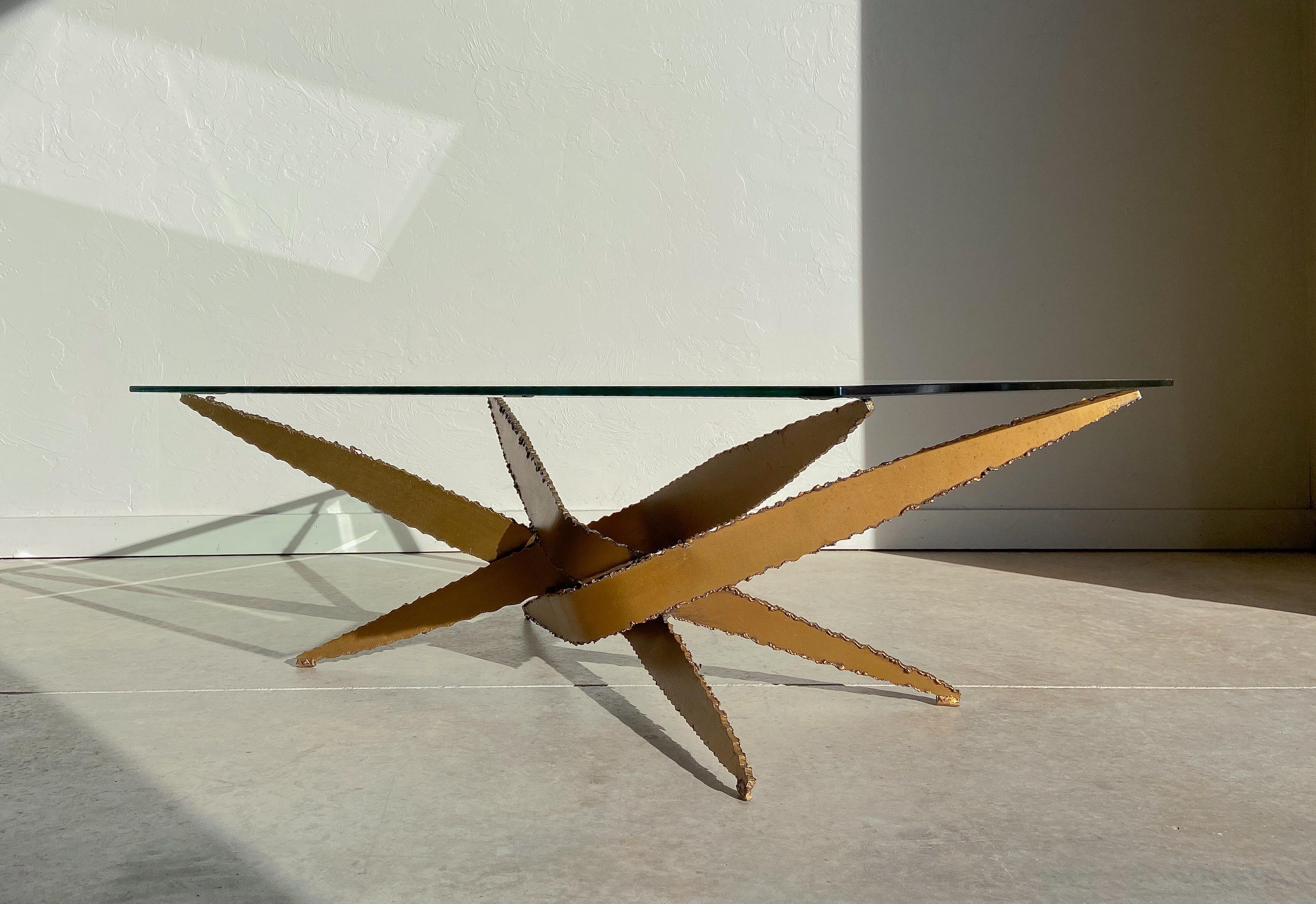Mid-Century Modern Silas Seandel Style Torch Cut Steel Coffee Table, 1970’s For Sale