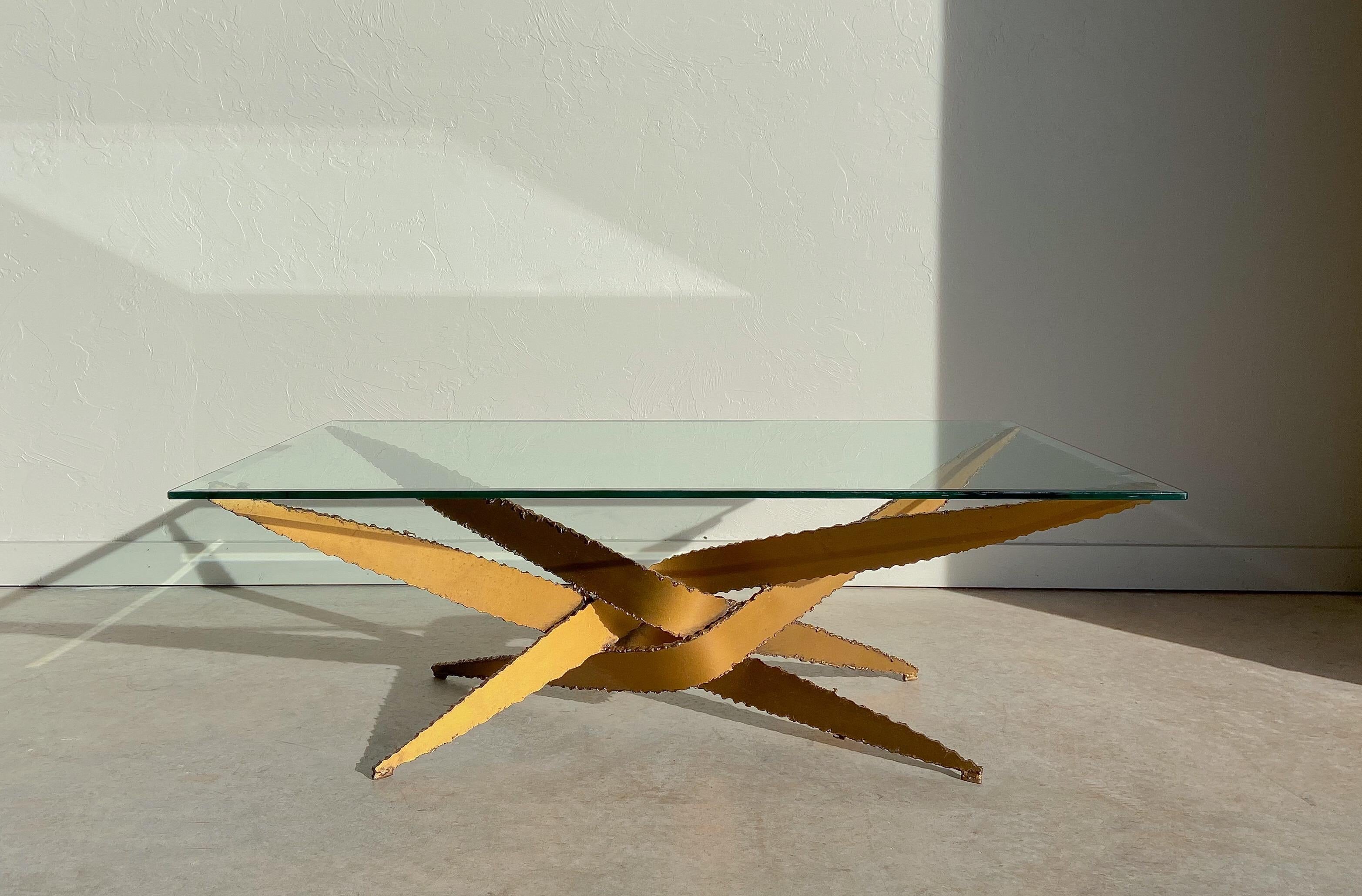 Hand-Crafted Silas Seandel Style Torch Cut Steel Coffee Table, 1970’s For Sale