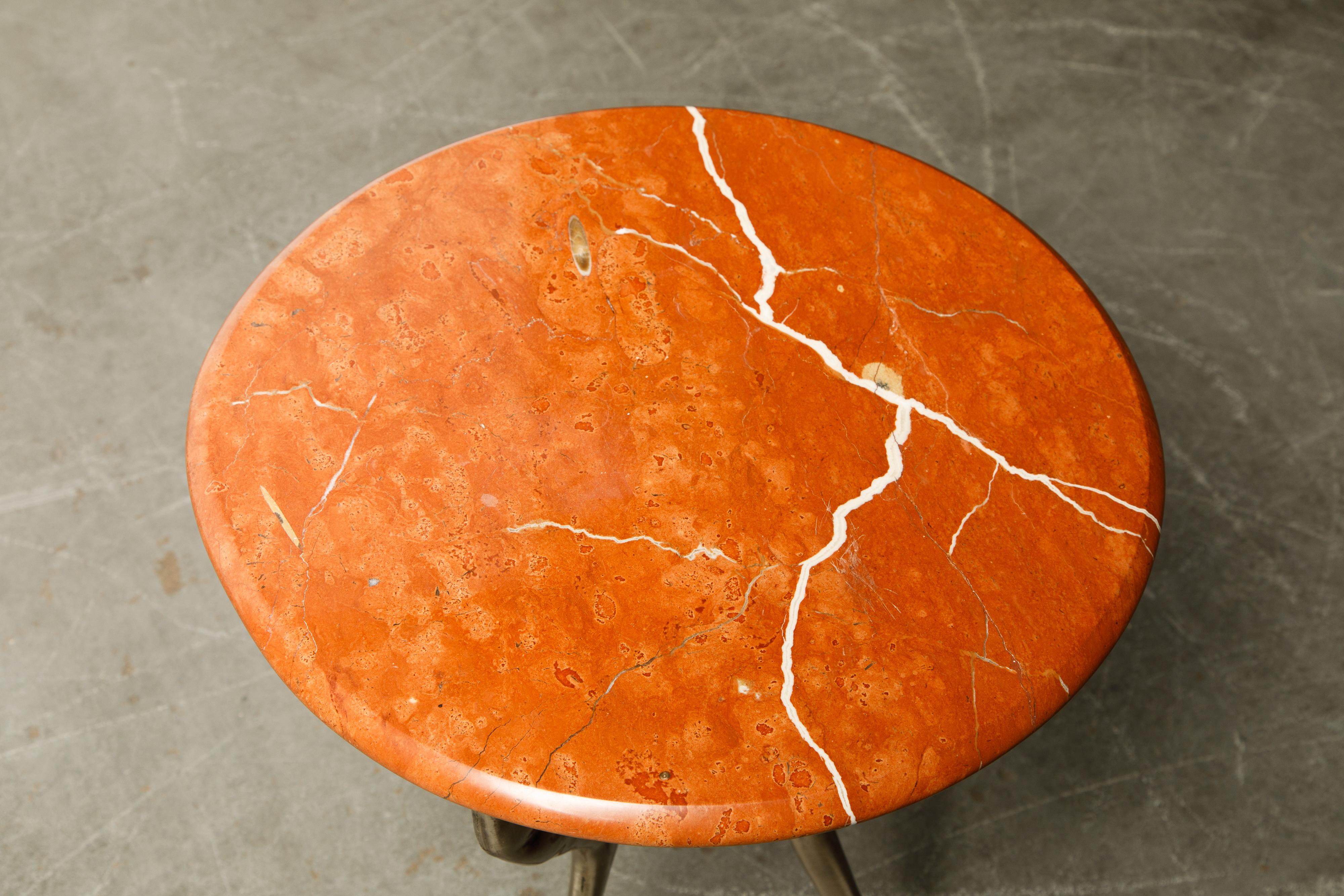 Silas Seandel Styled Marble & Aluminum Three Legged Anthropomorphic Side Table  6