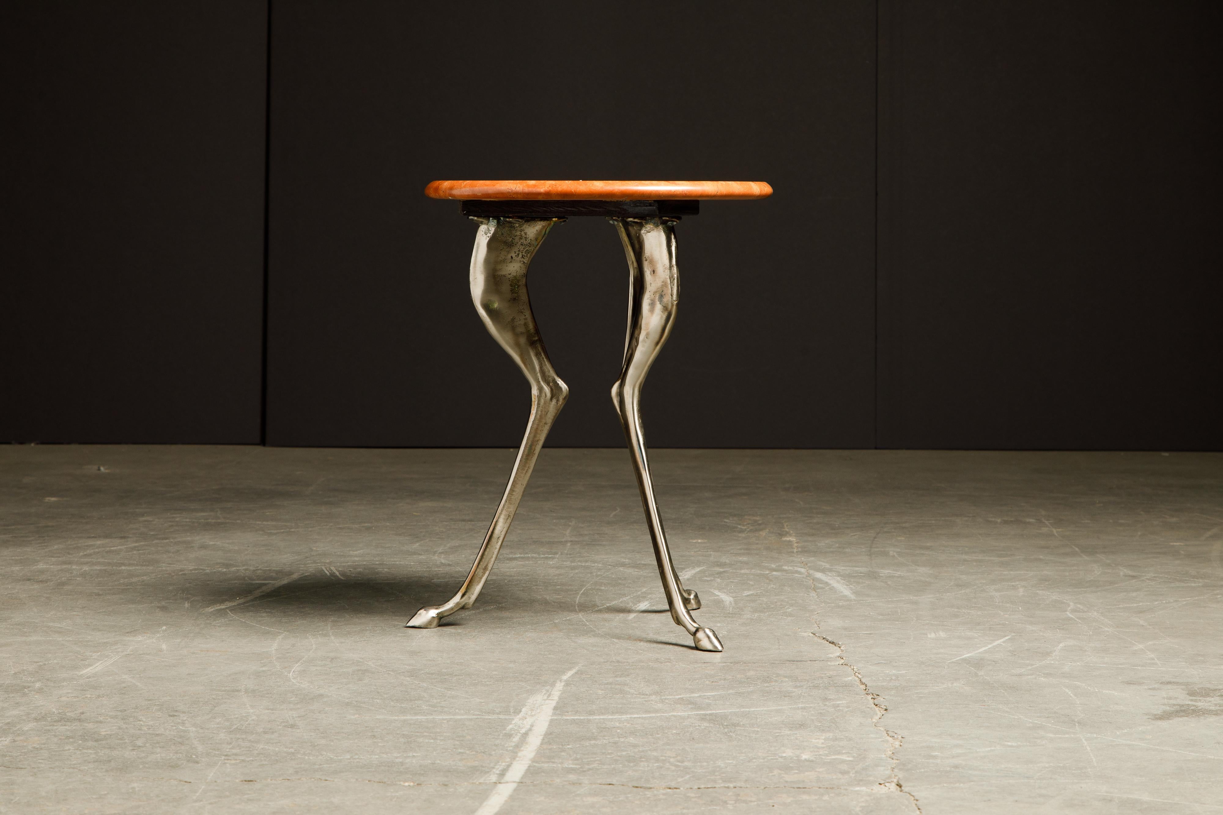 Organic Modern Silas Seandel Styled Marble & Aluminum Three Legged Anthropomorphic Side Table 
