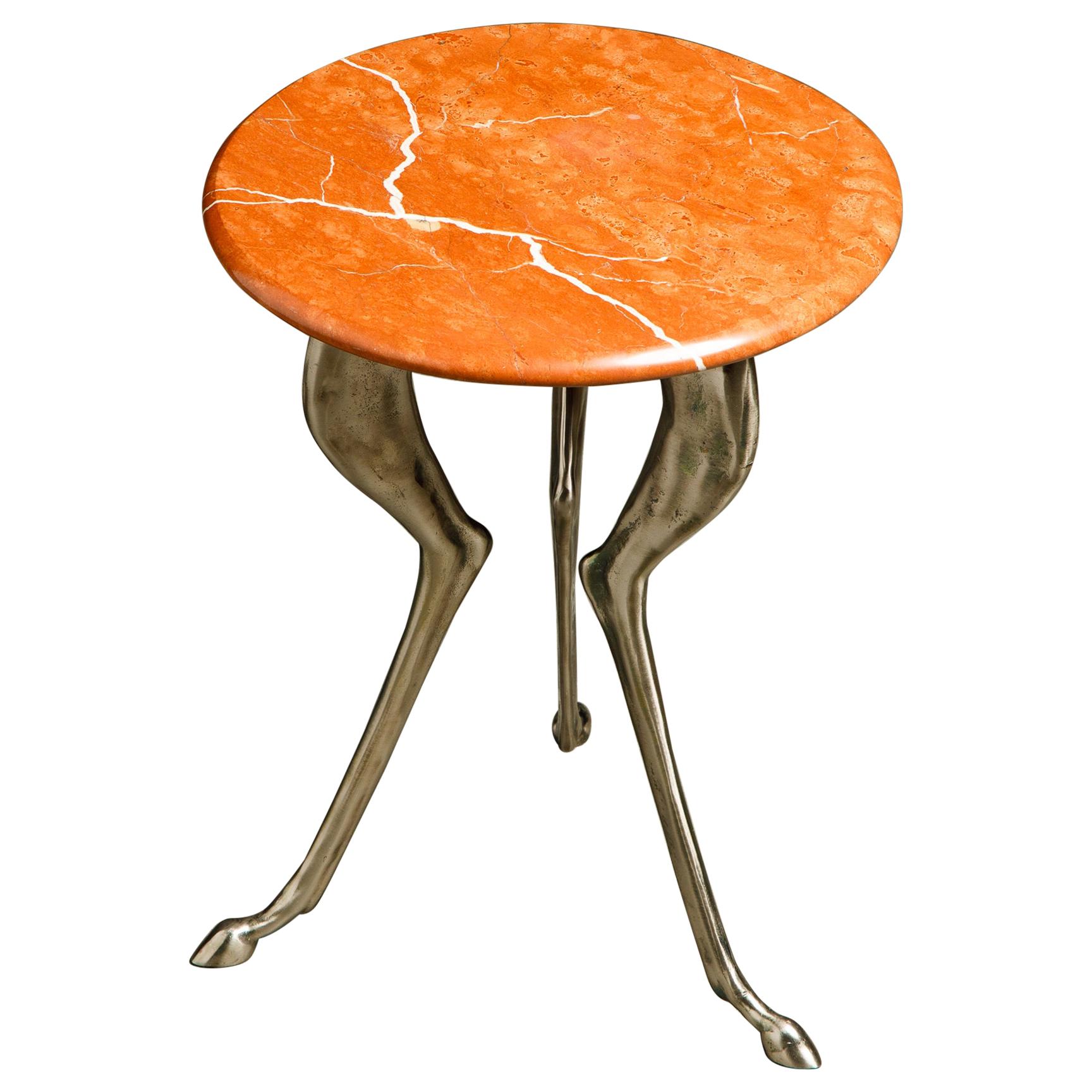 Silas Seandel Styled Marble & Aluminum Three Legged Anthropomorphic Side Table 
