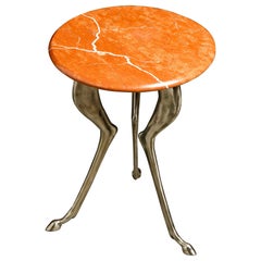 Silas Seandel Styled Marble & Aluminum Three Legged Anthropomorphic Side Table 