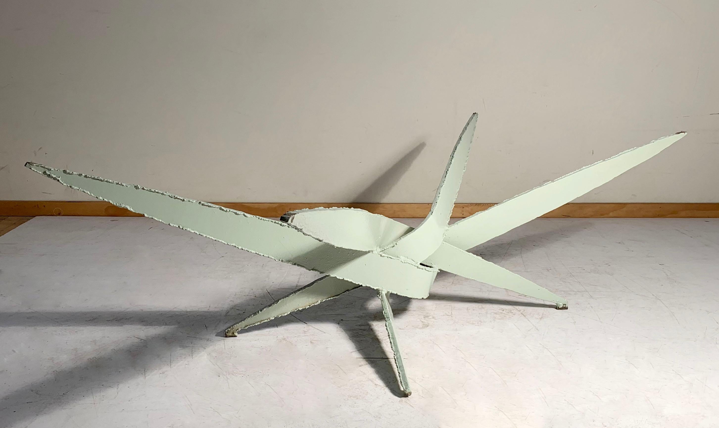Mid-Century Modern Brutalist Torch Cut Steel Coffee Table Base For Sale