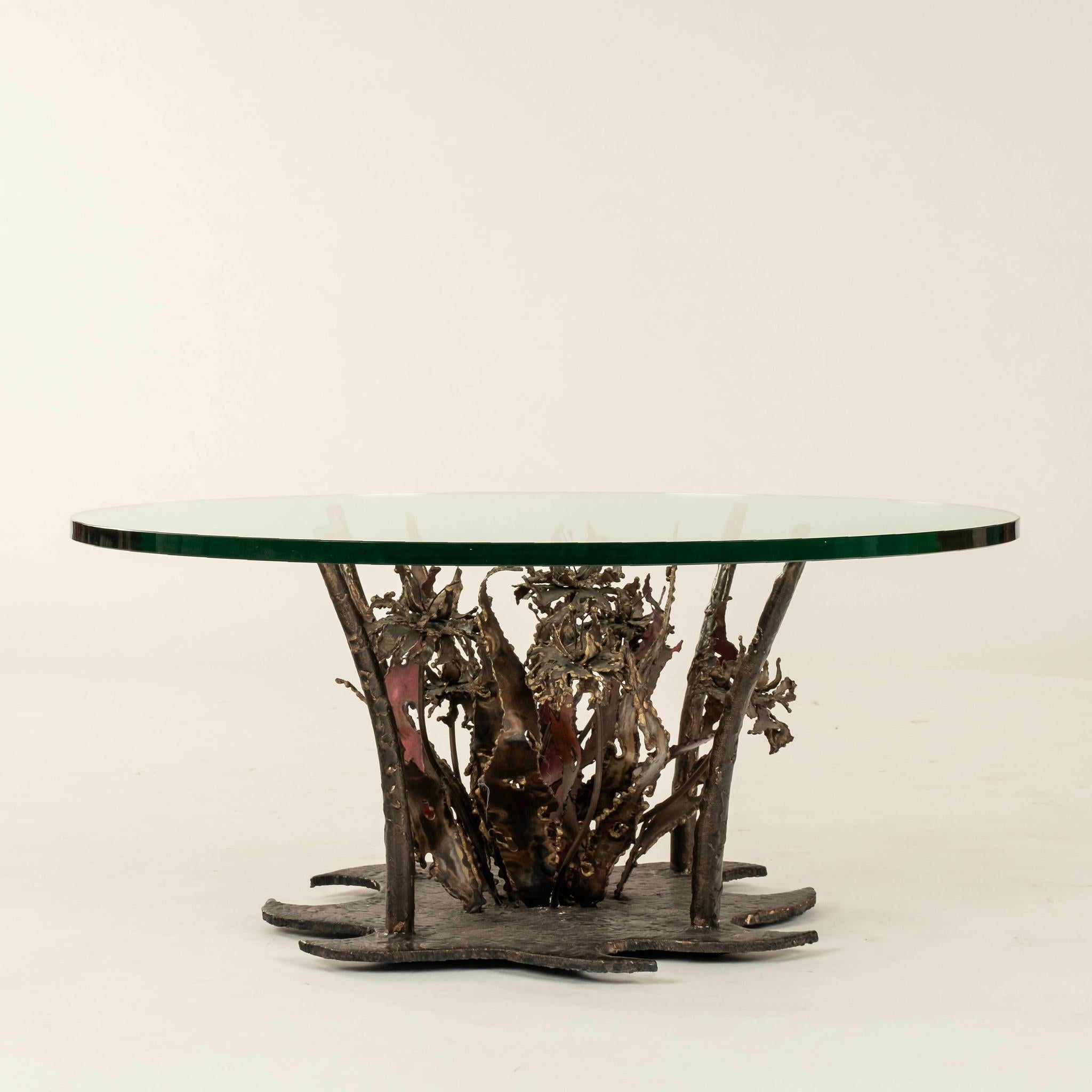 Forged Silas Seandel Woodland Brutalist Cocktail Table For Sale