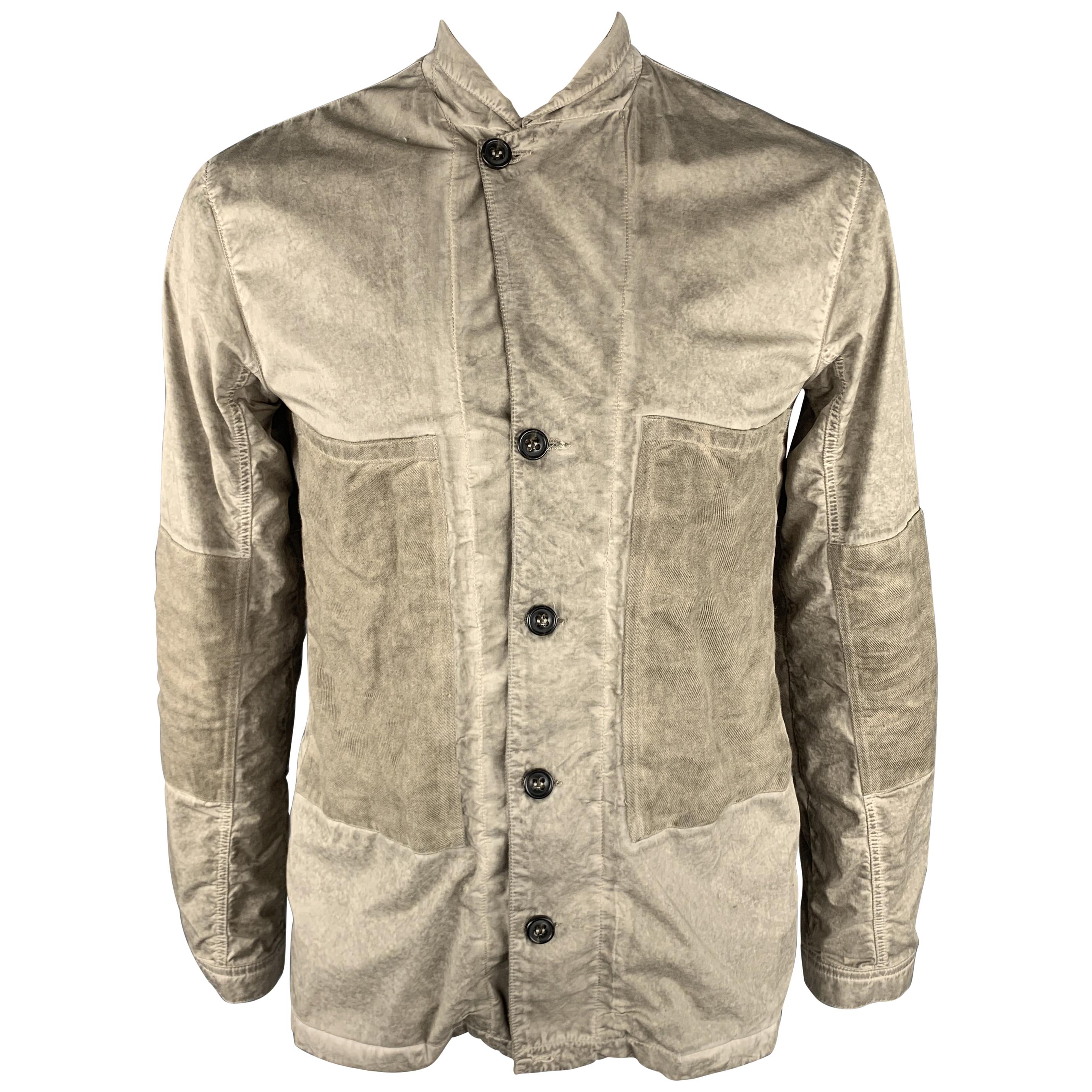SILENT by DAMIR DOMA M Taupe Distressed Cotton Blend Buttoned Jacket