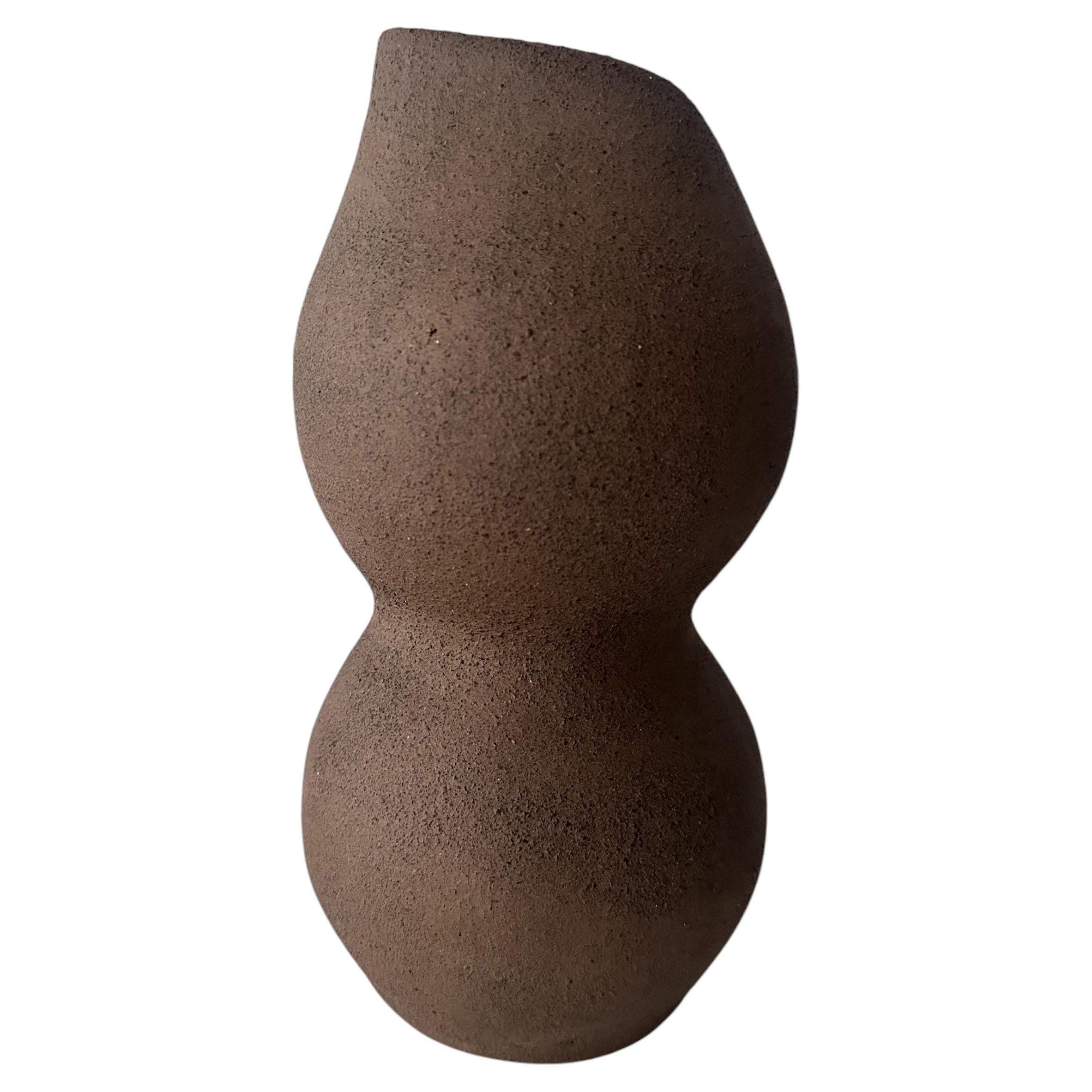 Silent Form Sculptural Dark Stoneware Small Vase by Maku Ceramic